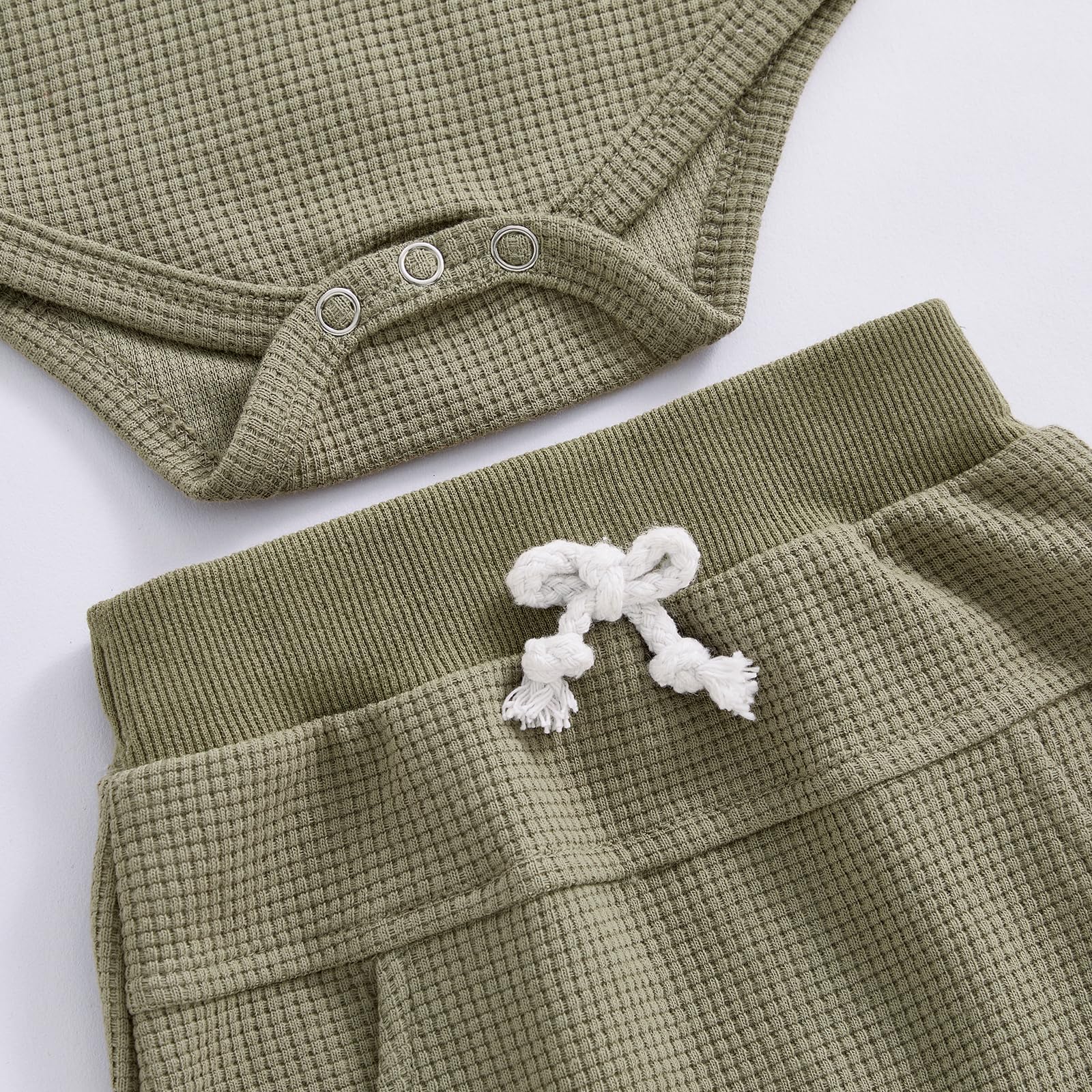 Soft Waffle Baby Romper Set - Newborn Boy Summer Short Sleeve Button-Up Bodysuit & Shorts Outfit | Perfect for Playtime, Beach Trips & Family Photos