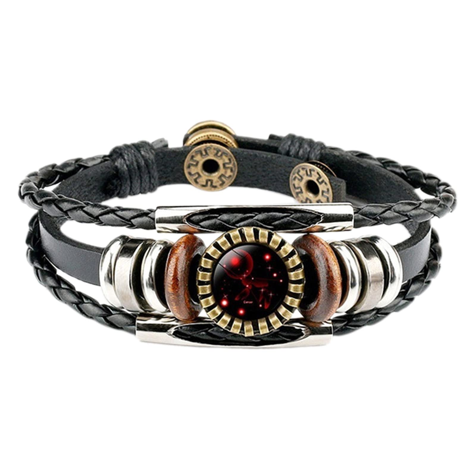 AAHCC 12-Pack Leather Bracelets for Men & Women - Fashion Jewelry with Charms, Constellation Design - Stylish Watch Band for Everyday Wear & Gifts