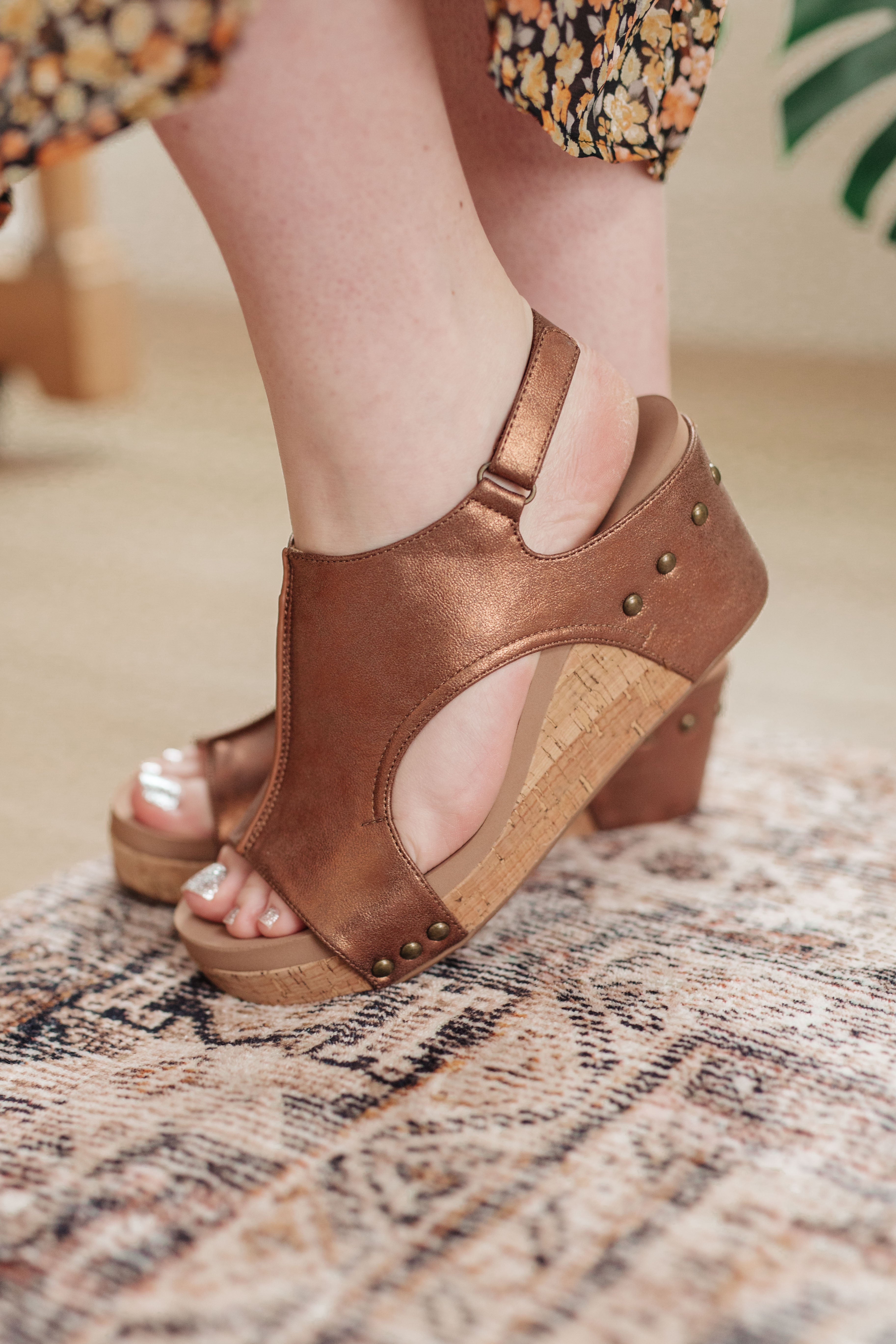Vintage Bronze 'Walk This Way' Wedge Sandals for Women – Comfortable & Stylish Summer Beach Wedding Shoes