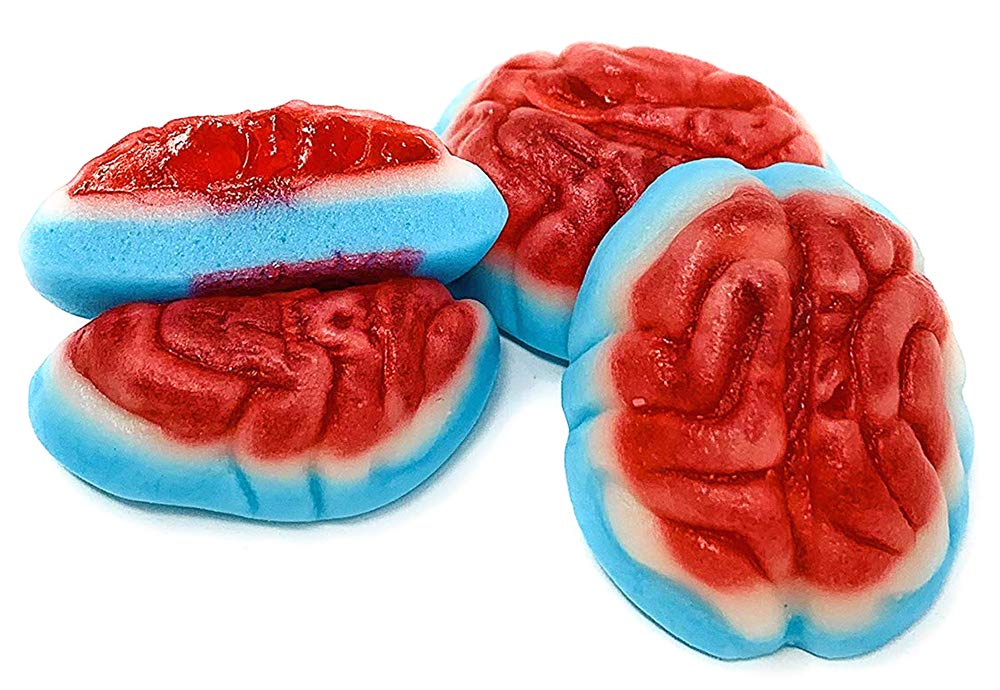 SweetGourmet Jelly Filled Gummy Brains - 2lb Bulk Unwrapped Candy for Halloween Party Favors, Trick or Treat, Movie Night Snacks & Office Treats