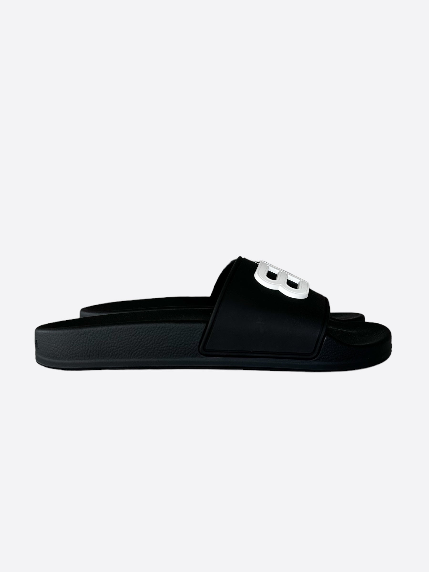 Balenciaga Black & White BB Women's Slides | Comfortable Luxury Sandals for Women | Perfect for Beach, Pool & Summer Outfits