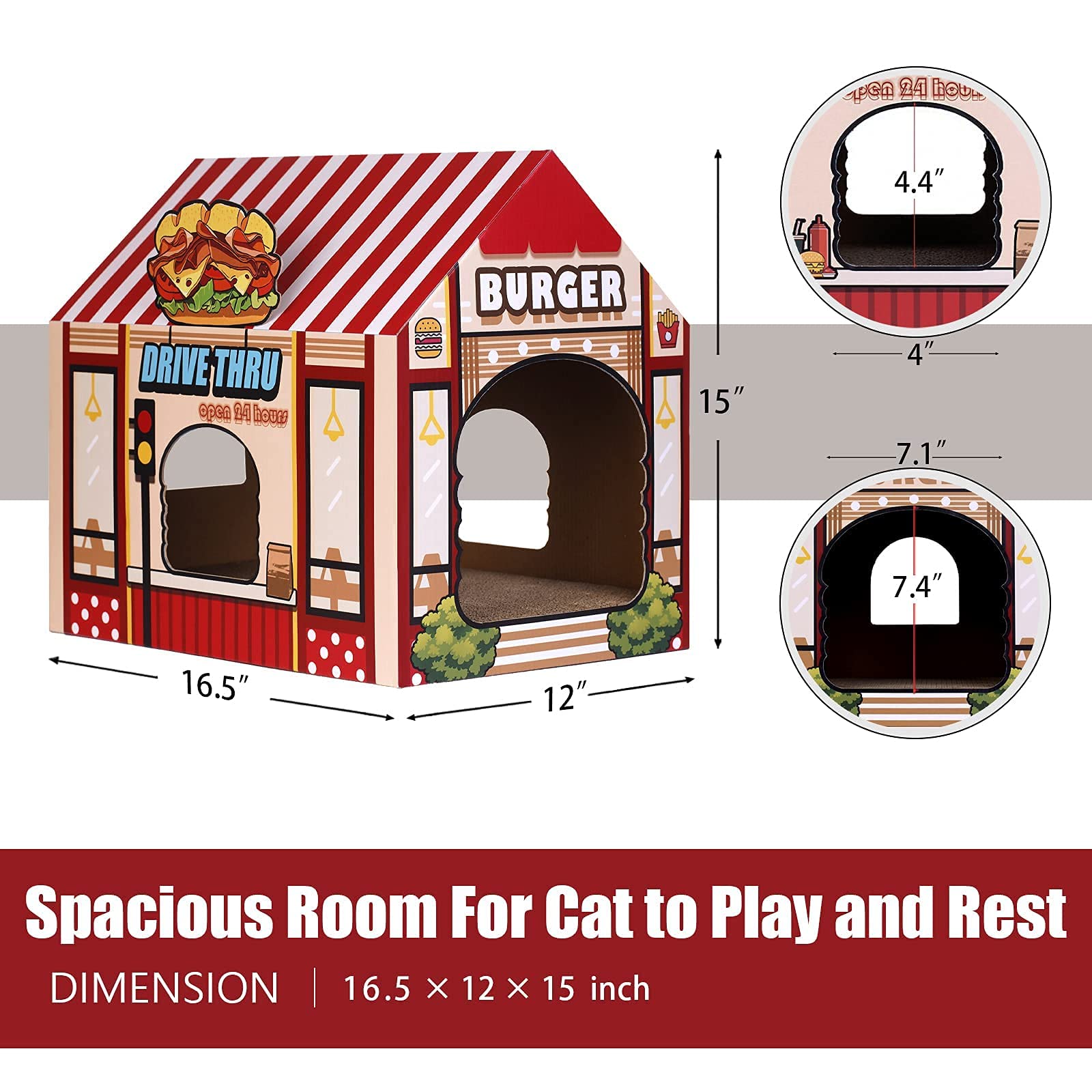 Premium Cardboard Cat House with Scratching Pad & Catnip - Cozy Indoor Winter Playhouse for Cats - Perfect for Small Spaces & Playtime Enrichment