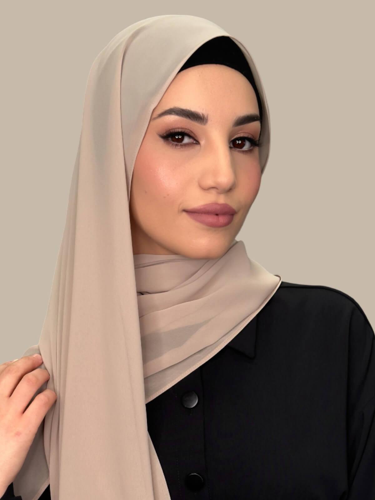 Luxury Chiffon Hijab Scarf - Soft Oat Color Muslim Headscarf for Women - Perfect for Daily Wear, Prayer & Special Occasions