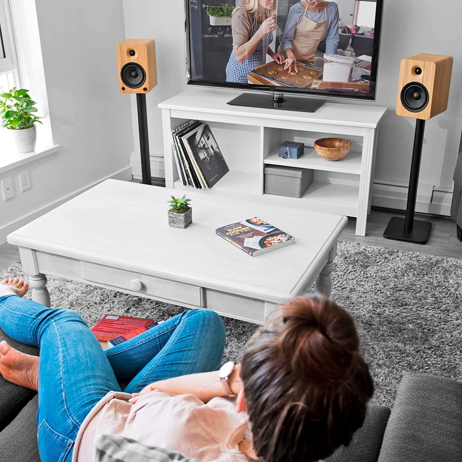Kanto SP32PL 32-Inch Adjustable Speaker Floor Stands for Home Theater & Studio Monitors - Heavy Duty, Stable & Durable Speaker Stands for Bookshelf & Surround Sound Speakers