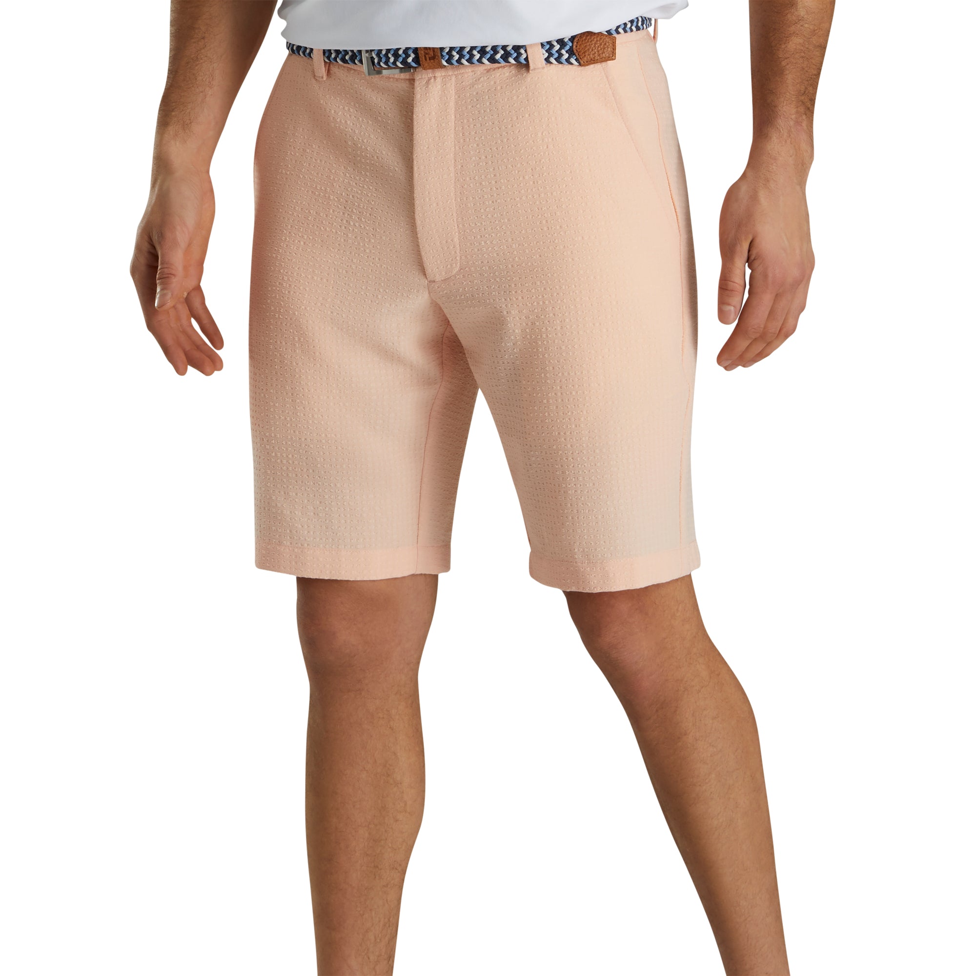 FootJoy Southern Living Performance Seersucker Peach Men's Golf Shorts - Lightweight & Breathable for Summer Golfing & Casual Wear