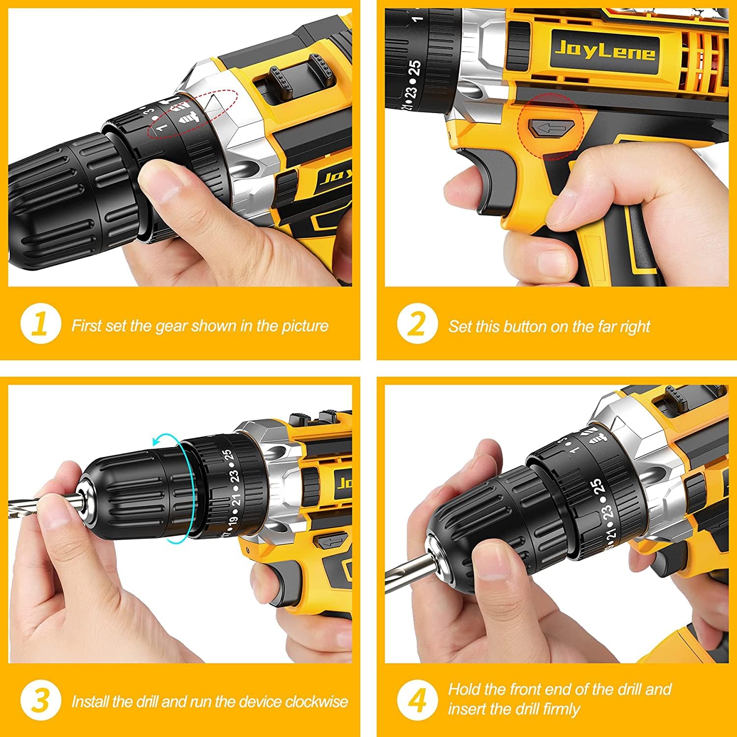 **JayLene 21V Cordless Drill Set - 59Pcs Electric Power Drill with 3/8