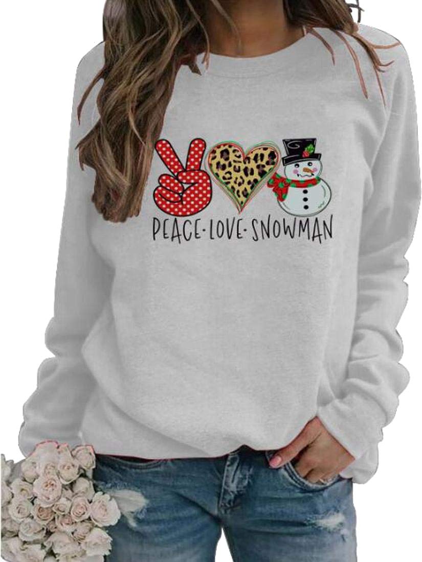 Women's Casual Long Sleeve Round Neck Christmas Sweatshirt - Snowman Letter Print Pullover Top for Holiday Parties, Winter Outfits & Cozy Seasonal Fashion