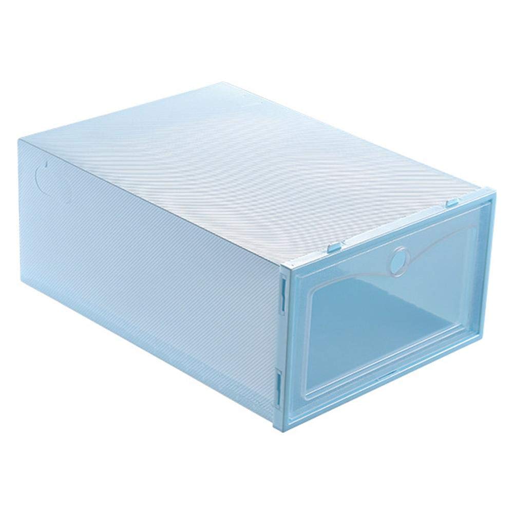 Qinlorgo 4-Pack Thick Transparent Stackable Shoe Storage Boxes - Dustproof Shoe Organizer for Closet & Home (Blue) | Perfect for Sneaker Collection, Seasonal Shoe Storage & Small Space Organization