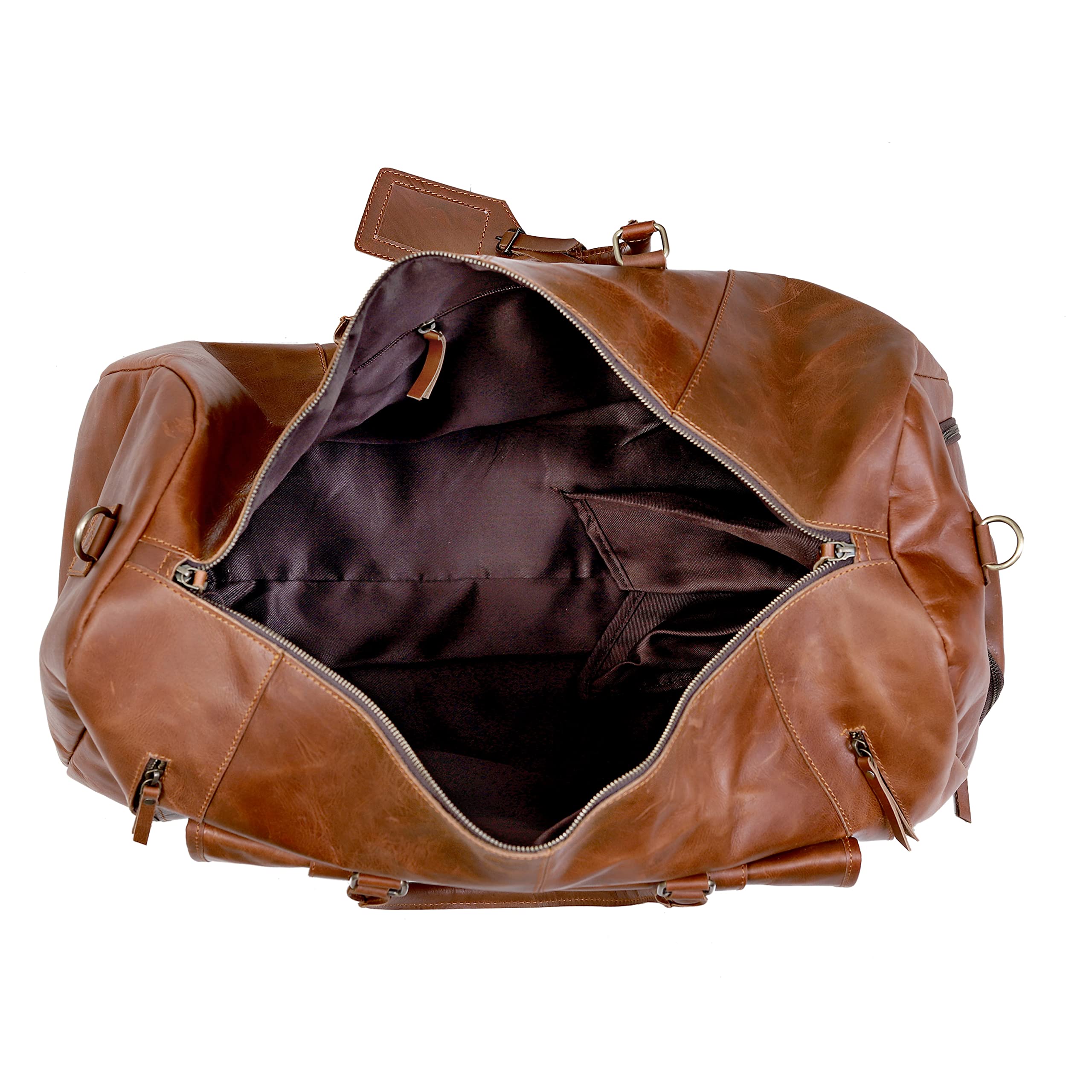 24 Inch Large Full-Grain Buffalo Leather Duffle Bag for Men & Women - Premium Overnight Gym Bag, Weekend Travel Luggage with Shoe Compartment - Perfect for Airplane Carry-On, Business Trips & Gym Workouts