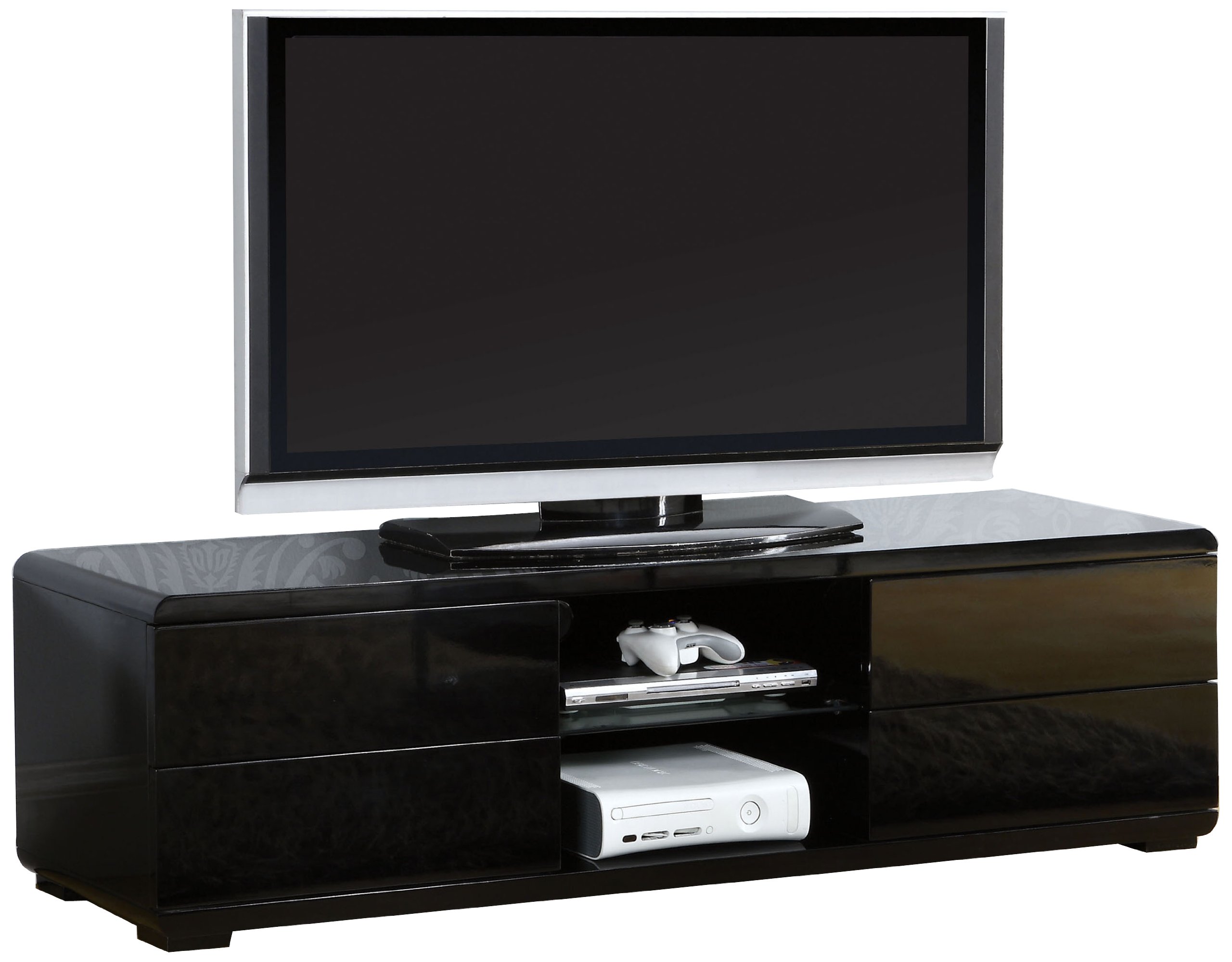 Furniture of America Clarks 59-Inch TV Stand Media Console with Storage, Black - Modern Entertainment Center for Living Room, Bedroom & Home Theater