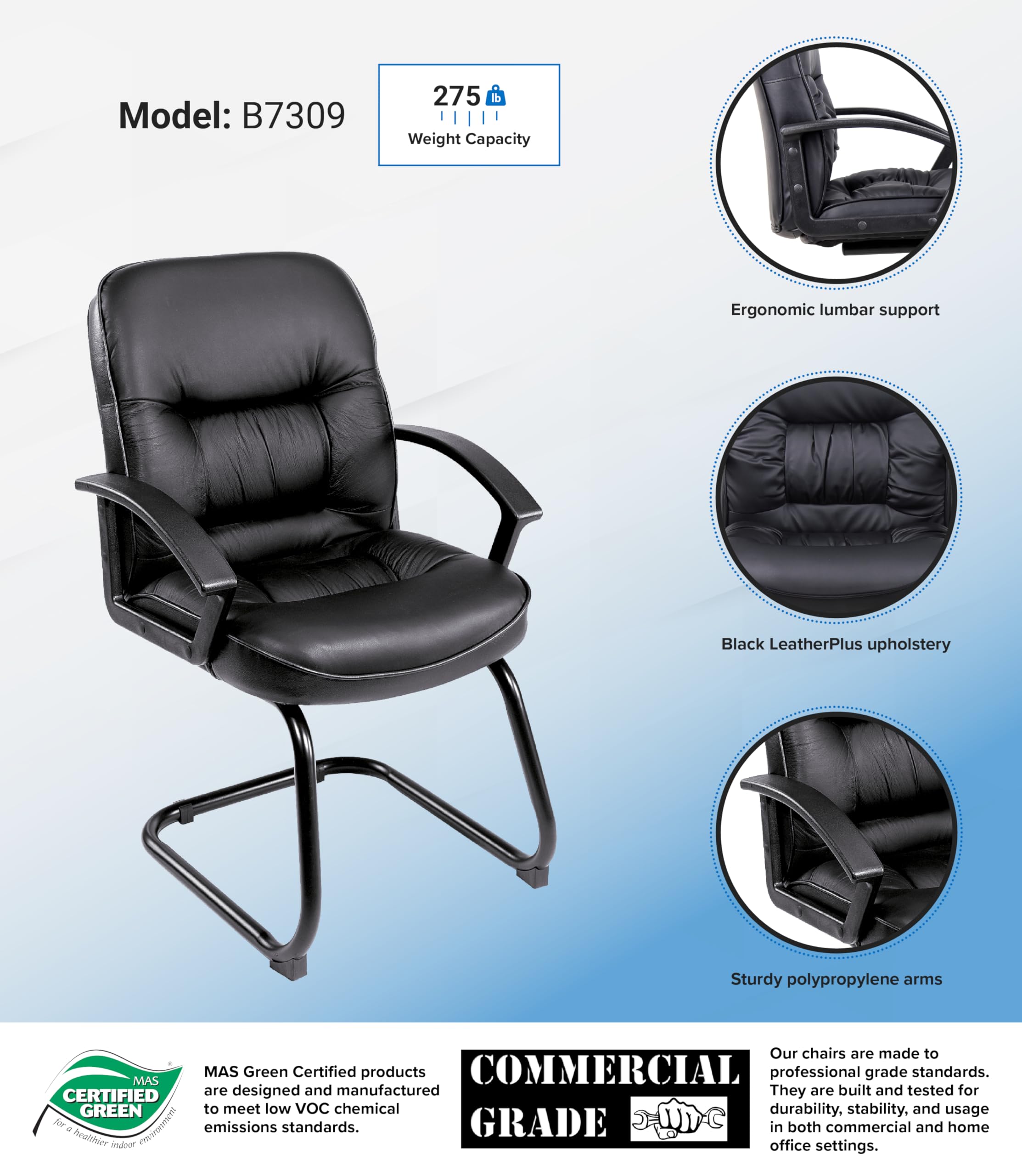 Boss Office Products Guest Chairs - Ergonomic Black Office Seating for Reception, Conference Rooms & Waiting Areas
