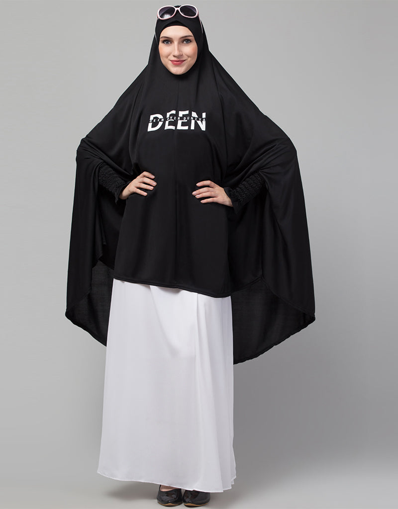Black Polyester Knit Hijab Head Cover - Modest Fashion Scarf for Women - Perfect for Daily Wear, Prayer, and Special Occasions