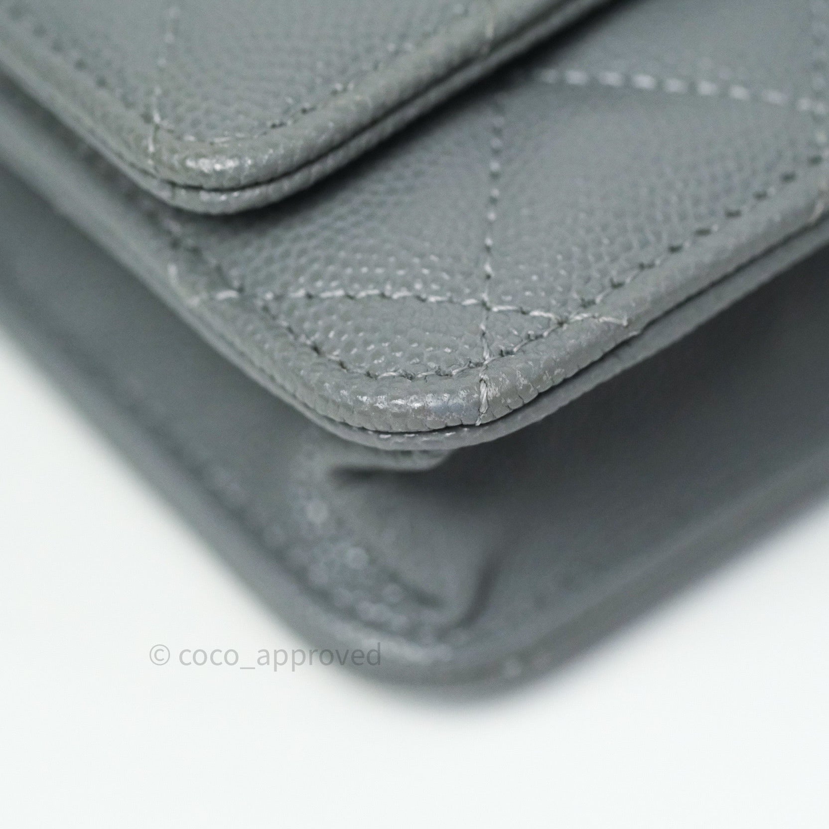 Chanel Caviar Quilted Wallet on Chain WOC in Grey with Light Gold Hardware - 20C Collection | Luxury Crossbody Bag for Women, Perfect for Evening Events & Daily Use