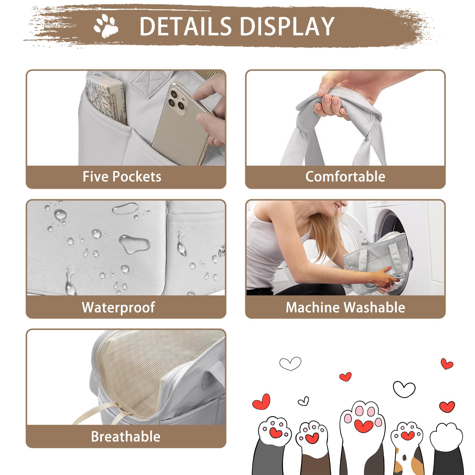 Airline Approved Soft-Sided Dog Carrier Purse for Small Dogs & Puppies - Lightweight Oxford Cotton Tote with 6 Pockets - Perfect for Travel, Shopping & Outdoor Adventures