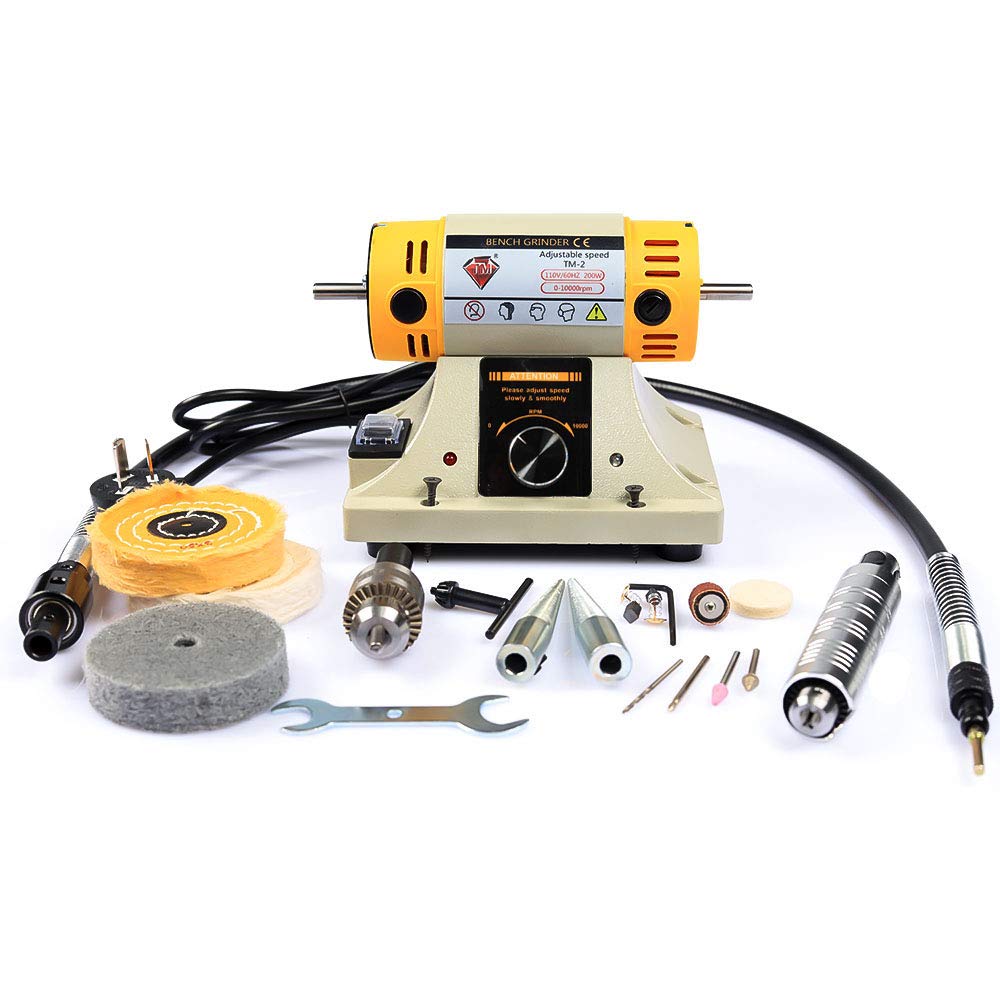 LIBAOTML Adjustable Speed Polishing Machine - Multi-Function Bench Lathe Polisher & Grinder for Jewelry Making, Woodworking, Dental, DIY Projects | Perfect for Home Workshops, Crafting, and Metal Polishing