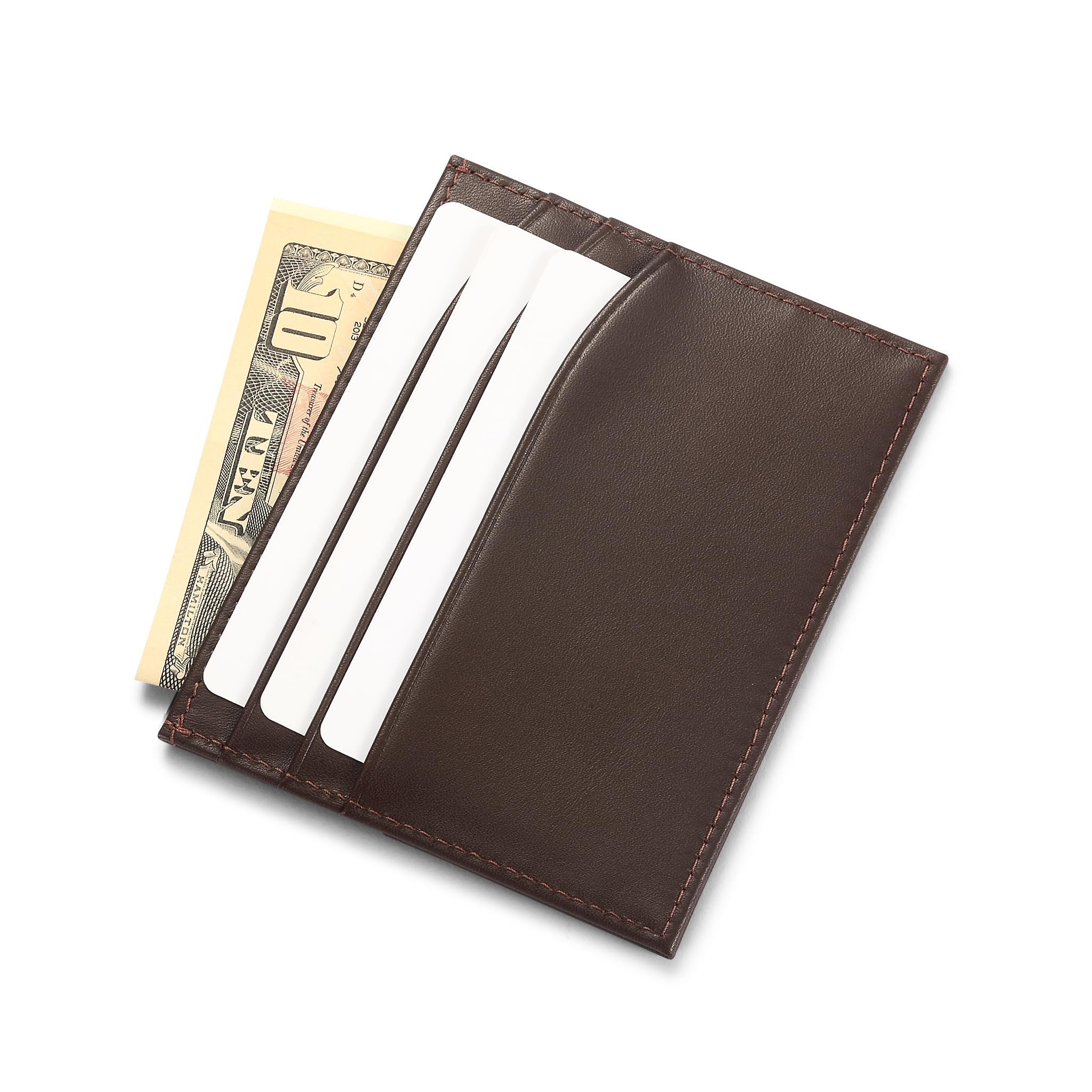 Premium Leather Slim Card Holder - Compact RFID Blocking Credit Card Wallet for Men & Women (Coffee Brown) | Perfect for Everyday Carry, Travel & Minimalist Lifestyle