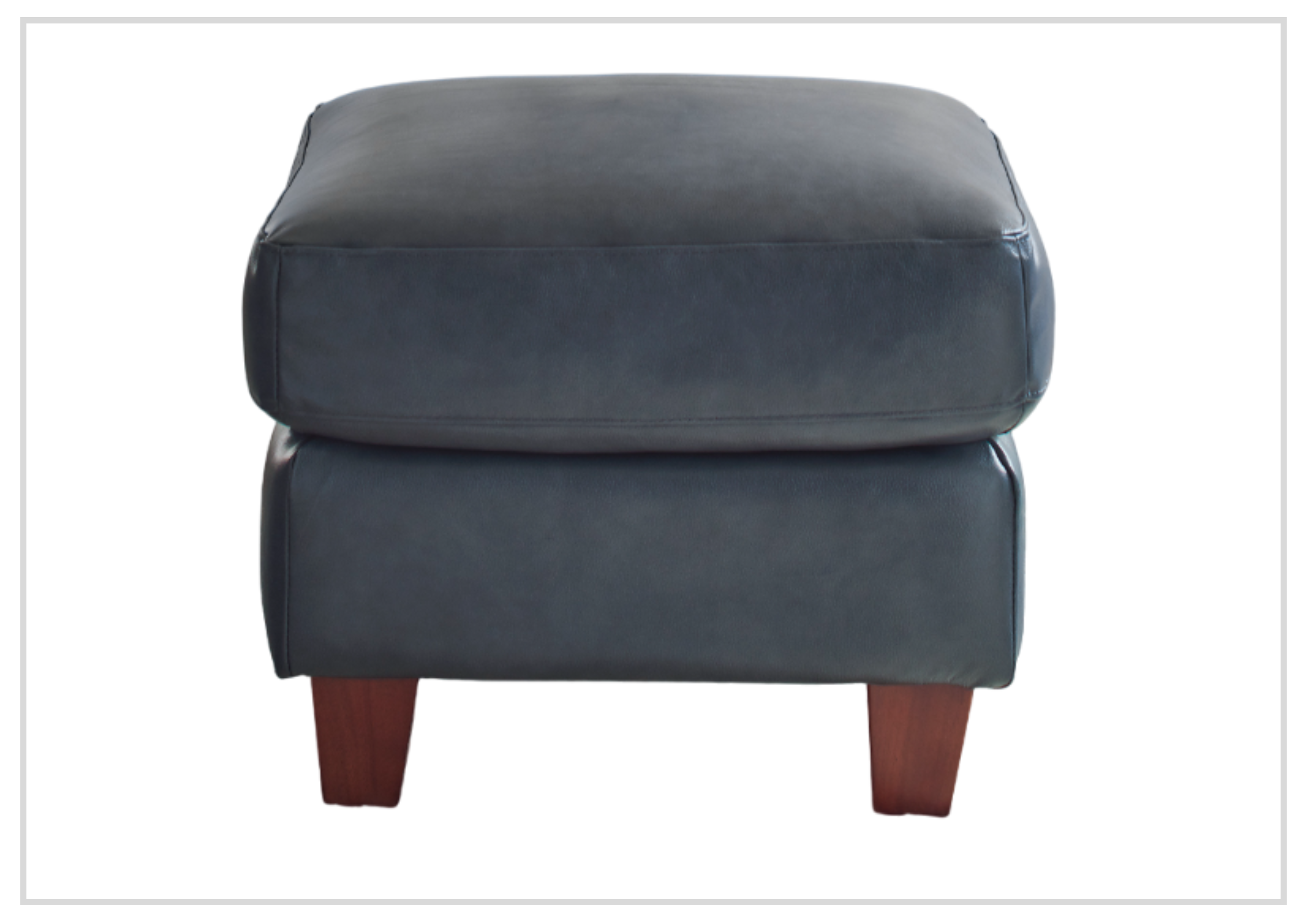 Gio Italia Home Tirano Leather Ottoman in Bluish Gray - Premium Footrest & Storage Bench for Living Room, Bedroom, or Office