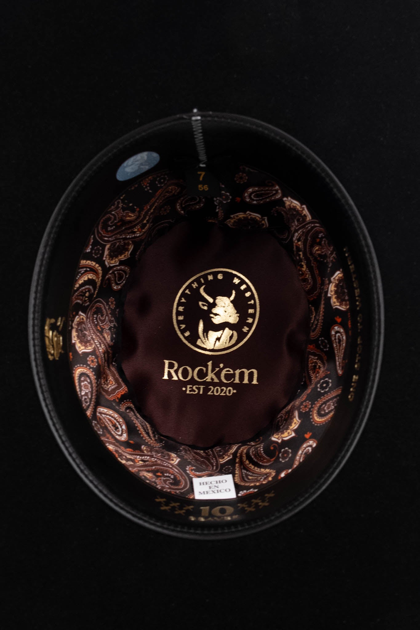 Rock'em 10X Black Beaver Open Crown Felt Cowboy Hat for Men - Western Style Rodeo Hat for Outdoor, Ranch, and Country Events