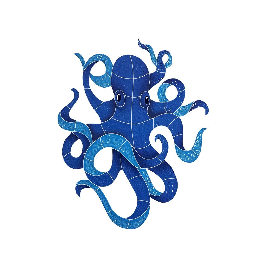 15x12 Inch Small Octopus Ceramic Pool Mosaic Tile - Waterproof Decorative Swimming Pool Tile for Backyard, Spa & Bathroom Design
