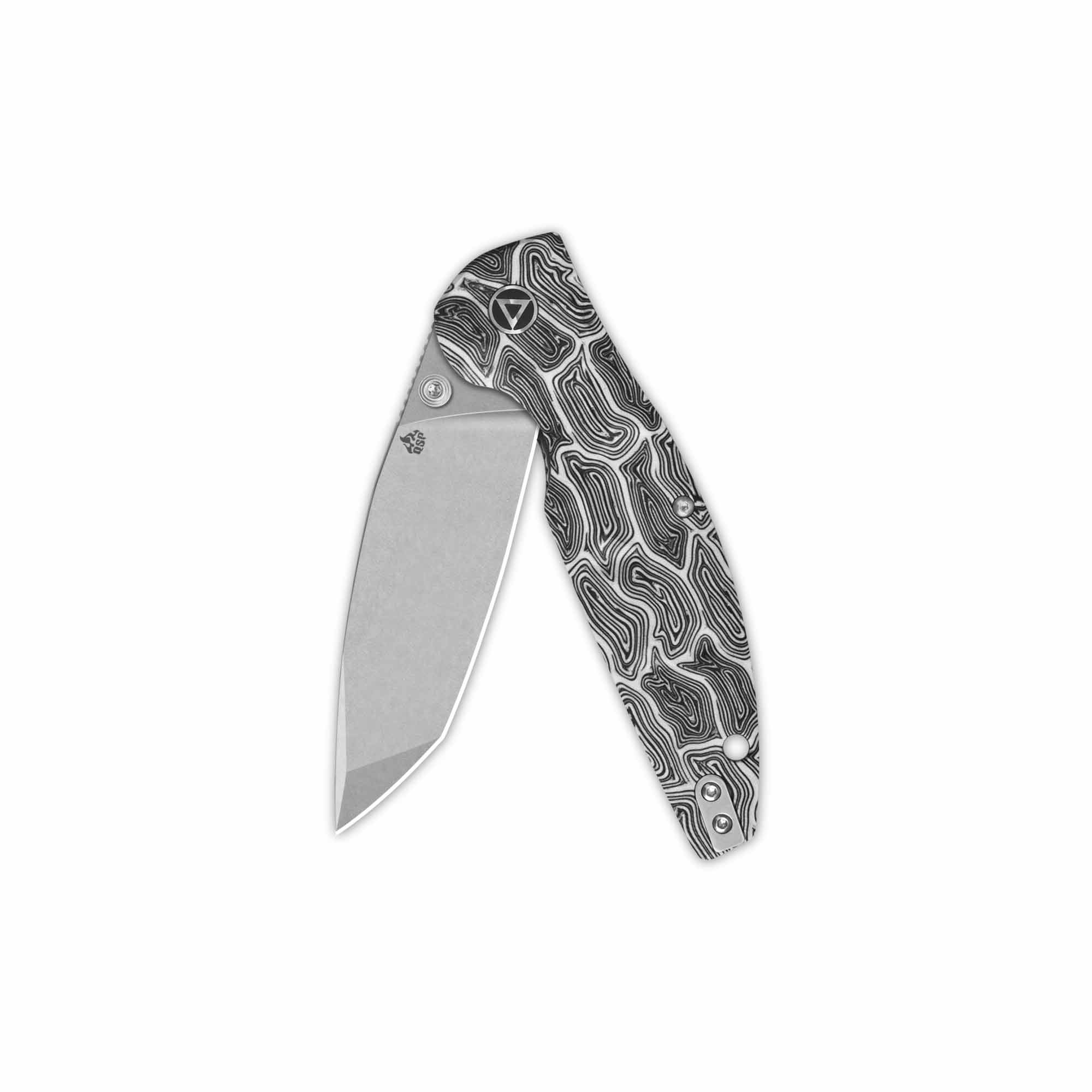 QSP Turtle Punk Pocket Knife - 14C28N Stainless Steel Blade with Black/White G10 Handle - Compact EDC Knife for Camping, Hiking & Outdoor Adventures