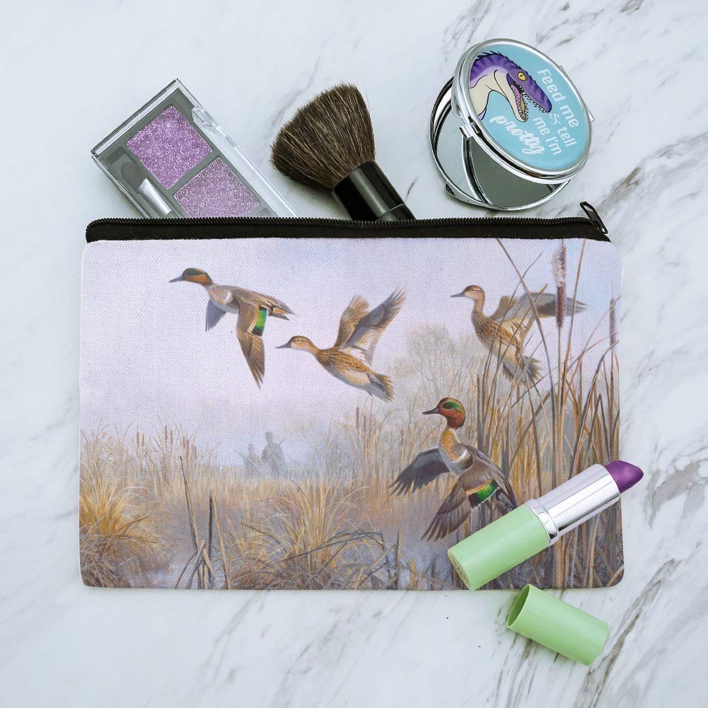 Green-Winged Teal Ducks Hunting Cosmetic Bag - Waterproof Makeup Organizer Pouch for Travel & Outdoor Adventures | Perfect for Hunters, Camping & Daily Use
