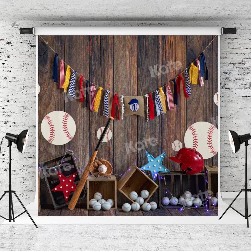 8x8ft Happy Birthday Backdrop - Brown Wood Wall Photography Background for Baseball Theme Parties, Kids Photo Studio Props & Home Decor | Perfect for Birthday Photoshoots, Baby Showers & Family Events