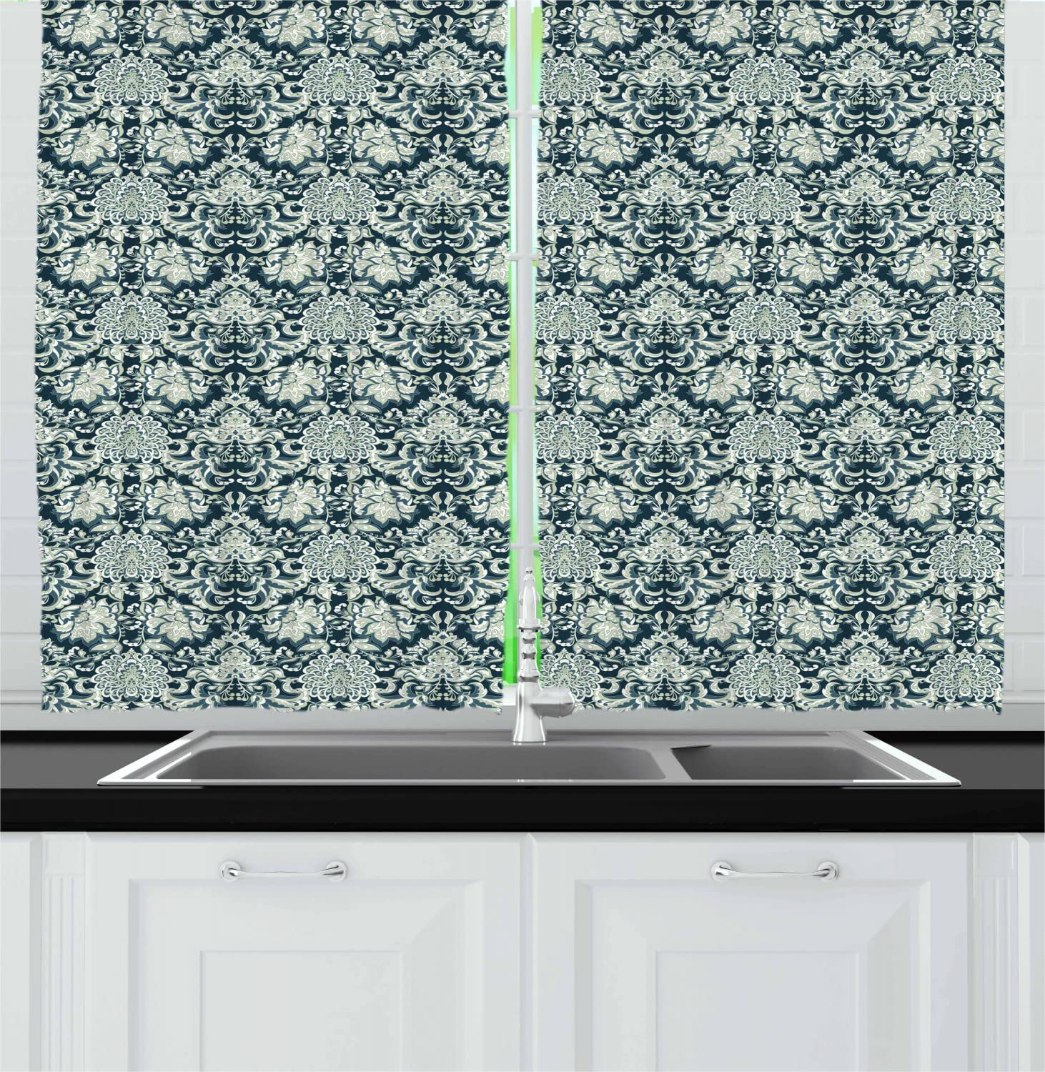 Vintage Victorian Baroque Foliage Leaves Kitchen Curtains - 55