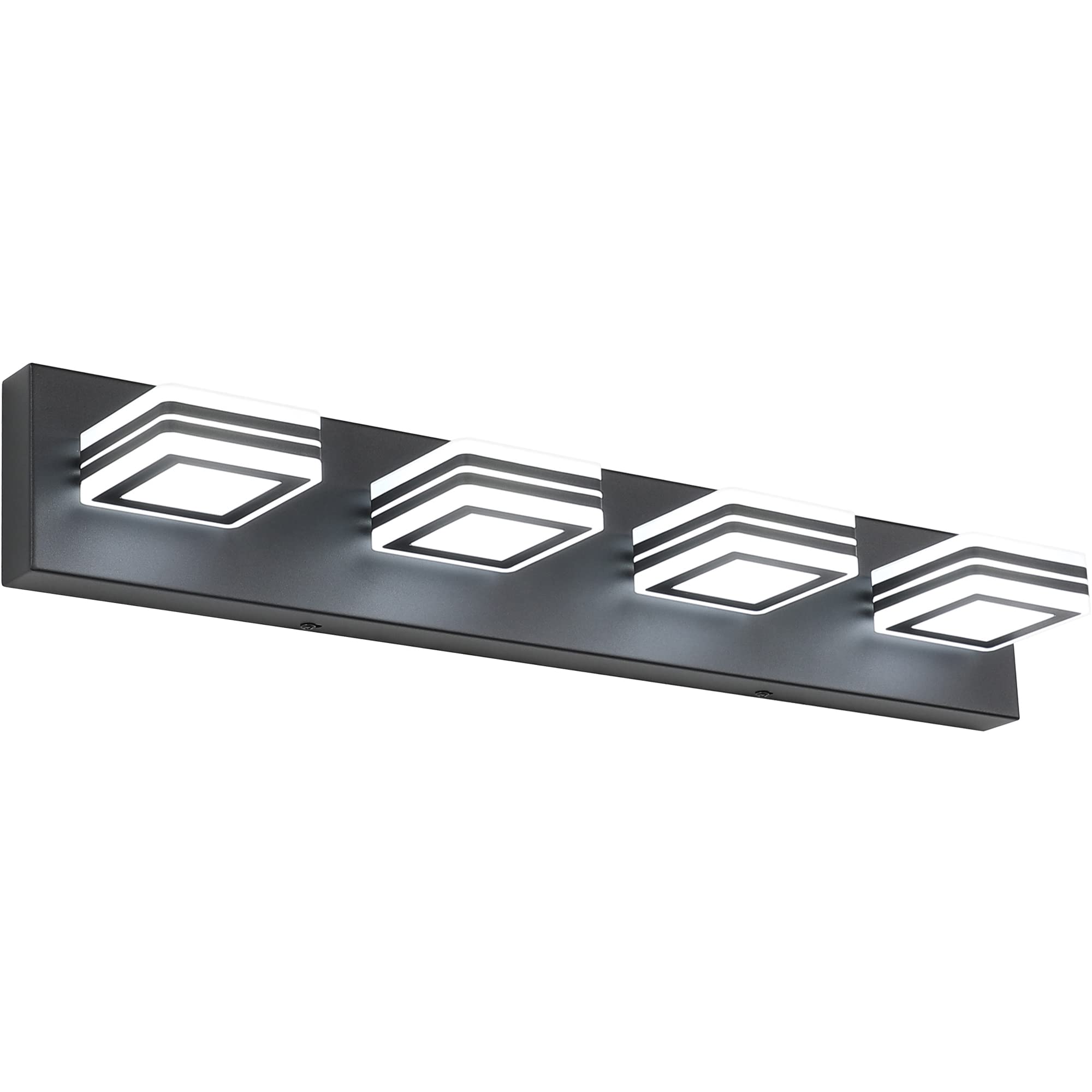 Modern Black LED Vanity Lights - 4 Dimmable Bathroom Fixtures for Mirror