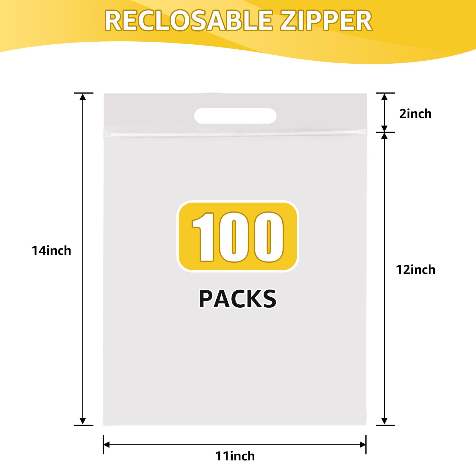 11x14 Inch Clear Frosted T-Shirt Bags - 100 Pack Zipper Shipping Bags with Handle for Small Business | Perfect for Retail, Online Stores & Clothing Packaging