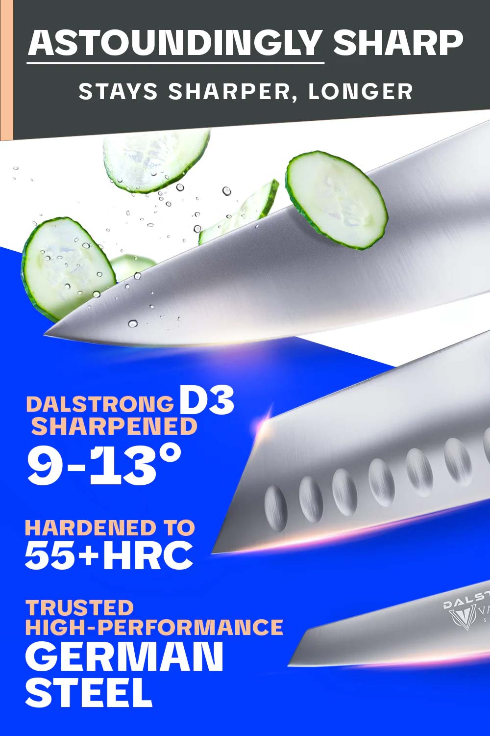 Premium 3-Piece Knife Block Set with White Handle - Vanquish Series | NSF Certified | Dalstrong | Perfect for Home Chefs & Professional Kitchens