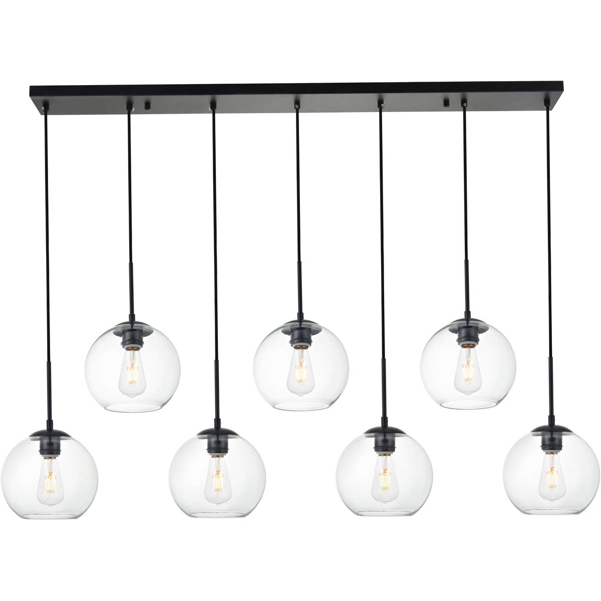 Huntington 7-Light 8-Inch Black Pendant Ceiling Light Fixture - Modern Dining Room, Kitchen Island, or Entryway Lighting