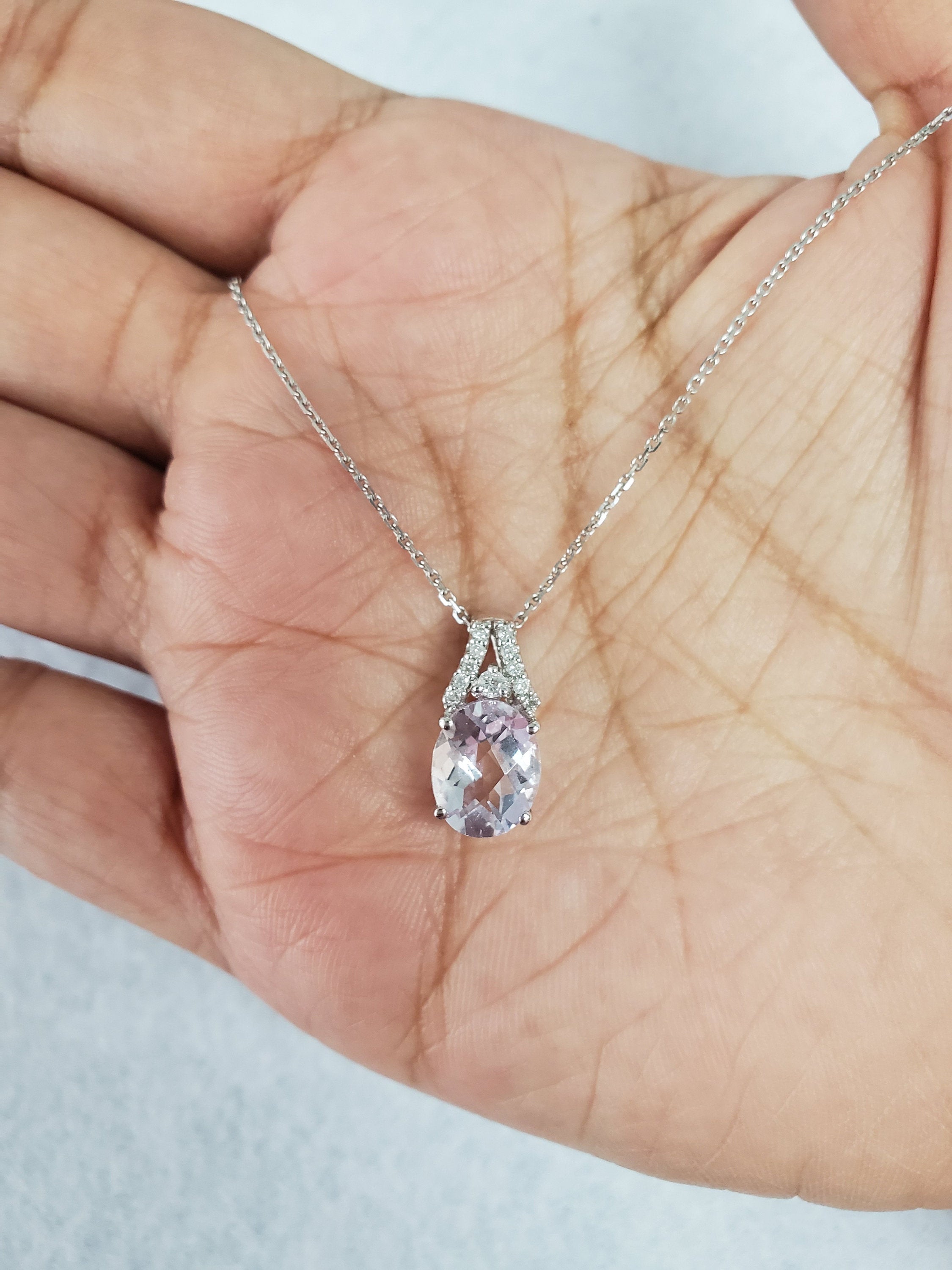 2.53cttw Amethyst Diamond Pendant in 14K White Gold - Elegant Jewelry Gift for Women, Perfect for Valentine's Day, Anniversary & Special Occasions