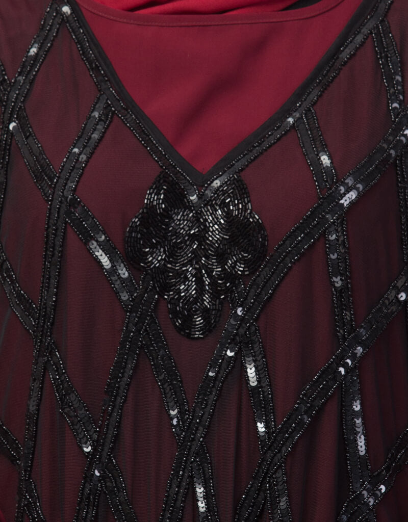 Elegant Black Arabic Two-Piece Diamond Cut Beaded Abaya for Women - Perfect for Parties, Weddings & Special Occasions