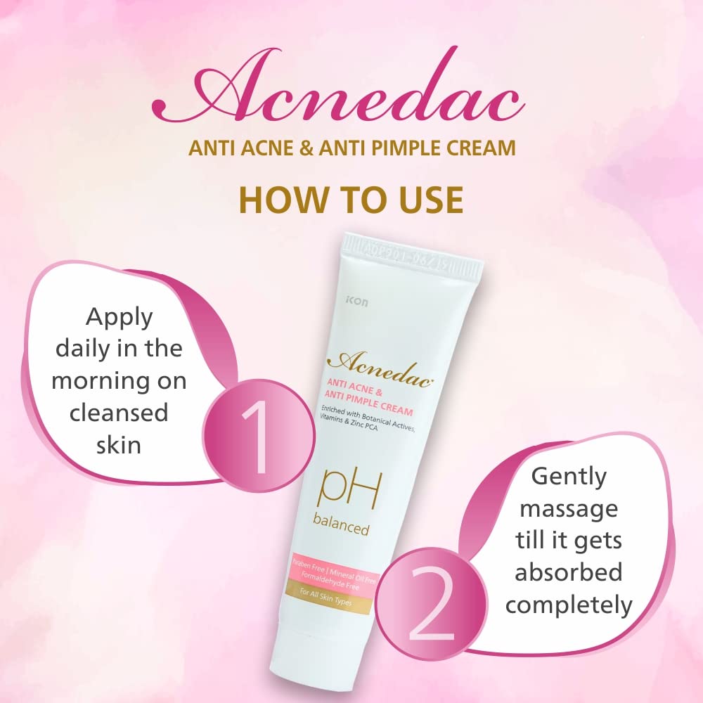 Acnedac Anti Acne & Pimple Treatment Cream 25gm - Botanical Actives, Vitamins & Zinc PCA - Oil-Free & Paraben-Free for All Skin Types - Fights Breakouts & Blemishes - Perfect for Daily Skincare Routine & Teen Acne Care