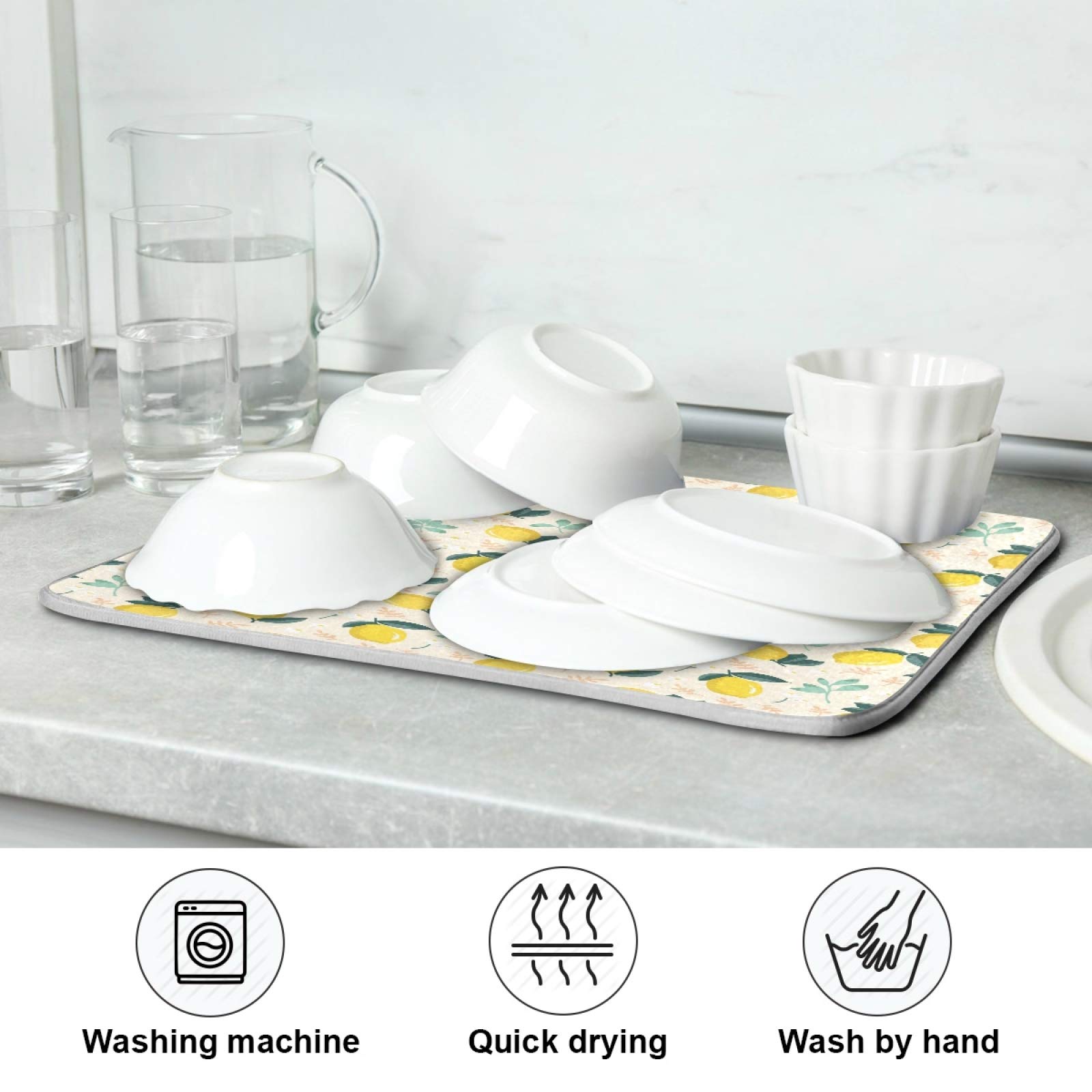 ATTX Extra Large Microfiber Dish Drying Mat - 18 x 24 Inches, Absorbent Kitchen Countertop Mat for Dishes, Utensils & Cookware - Perfect for Drying, Draining & Protecting Countertops