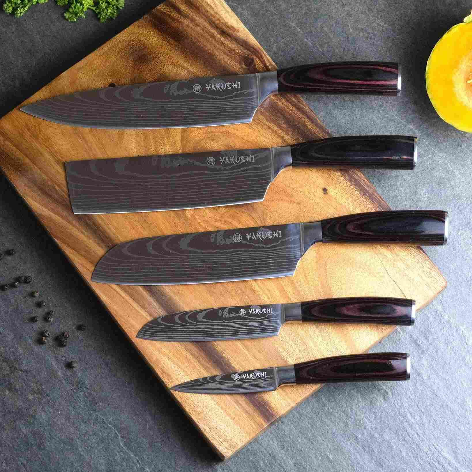 Yakushi™ 8-Piece Premium Knife Set - High-Quality Kitchen Knives for Home Chefs - Perfect for Slicing, Dicing, and Food Prep