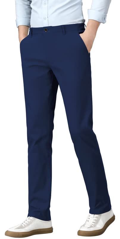 AKA Classyoo Men's Khaki Slim Fit Stretch Chino Pants - Comfortable Tapered Casual Pants for Work, Office & Everyday Wear