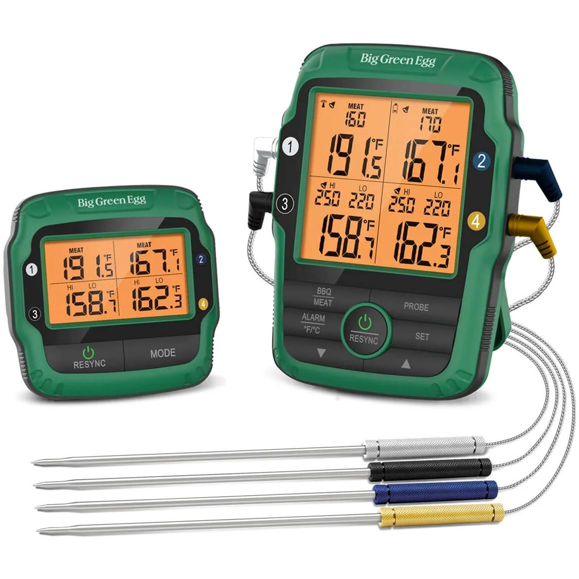 Big Green Egg 4-Probe Wireless Meat Thermometer 128003 - Premium BBQ Grill Smoker Temperature Monitor for Steak, Turkey, Chicken, Pork - Perfect for Outdoor Cooking, Backyard Grilling & Smoking
