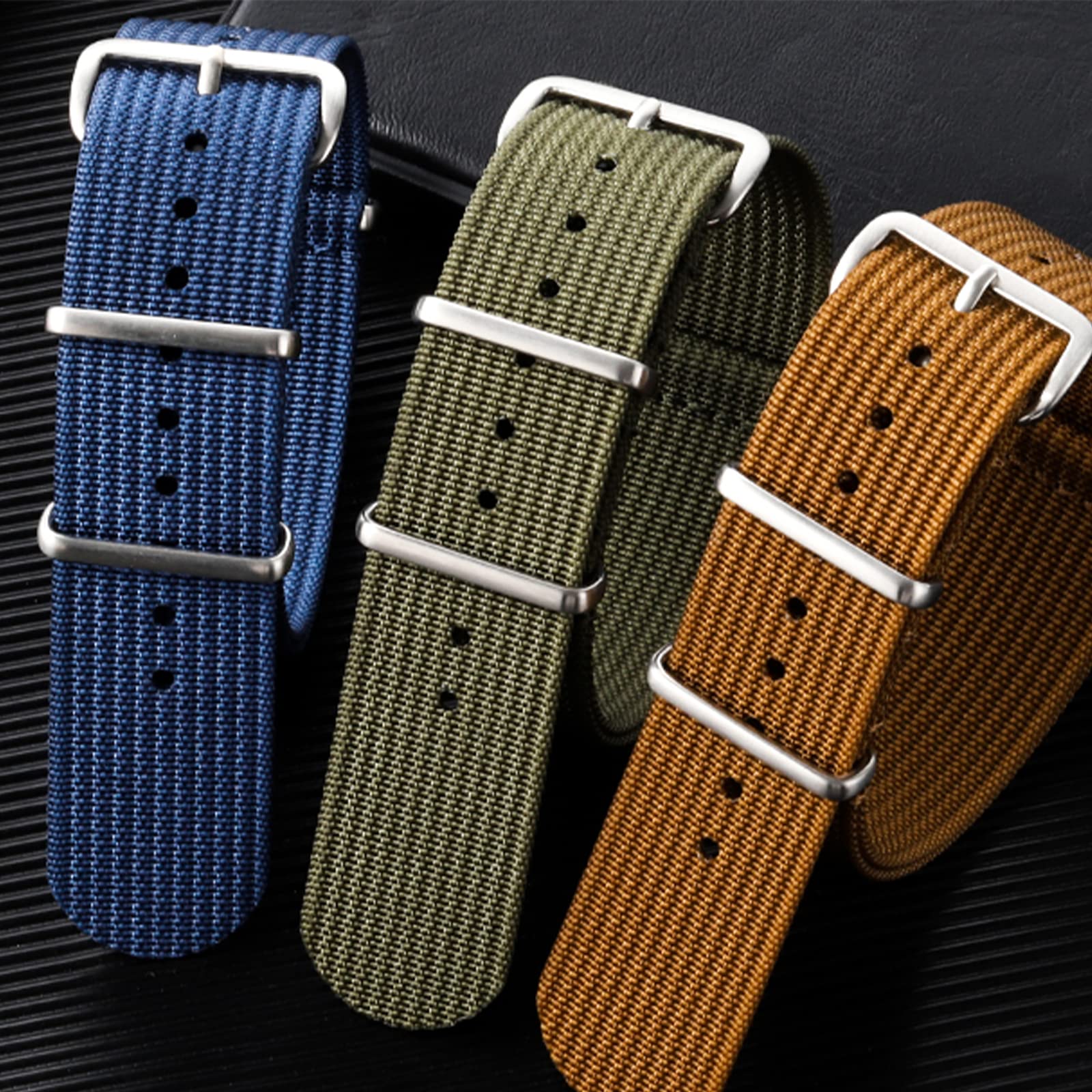 Nylon Watch Band 18mm 19mm 20mm 22mm 24mm, Waterproof Military Watch Straps with Stainless Steel Buckle - Durable Replacement Strap for Men & Women, Perfect for Outdoor, Hiking, and Sports Activities