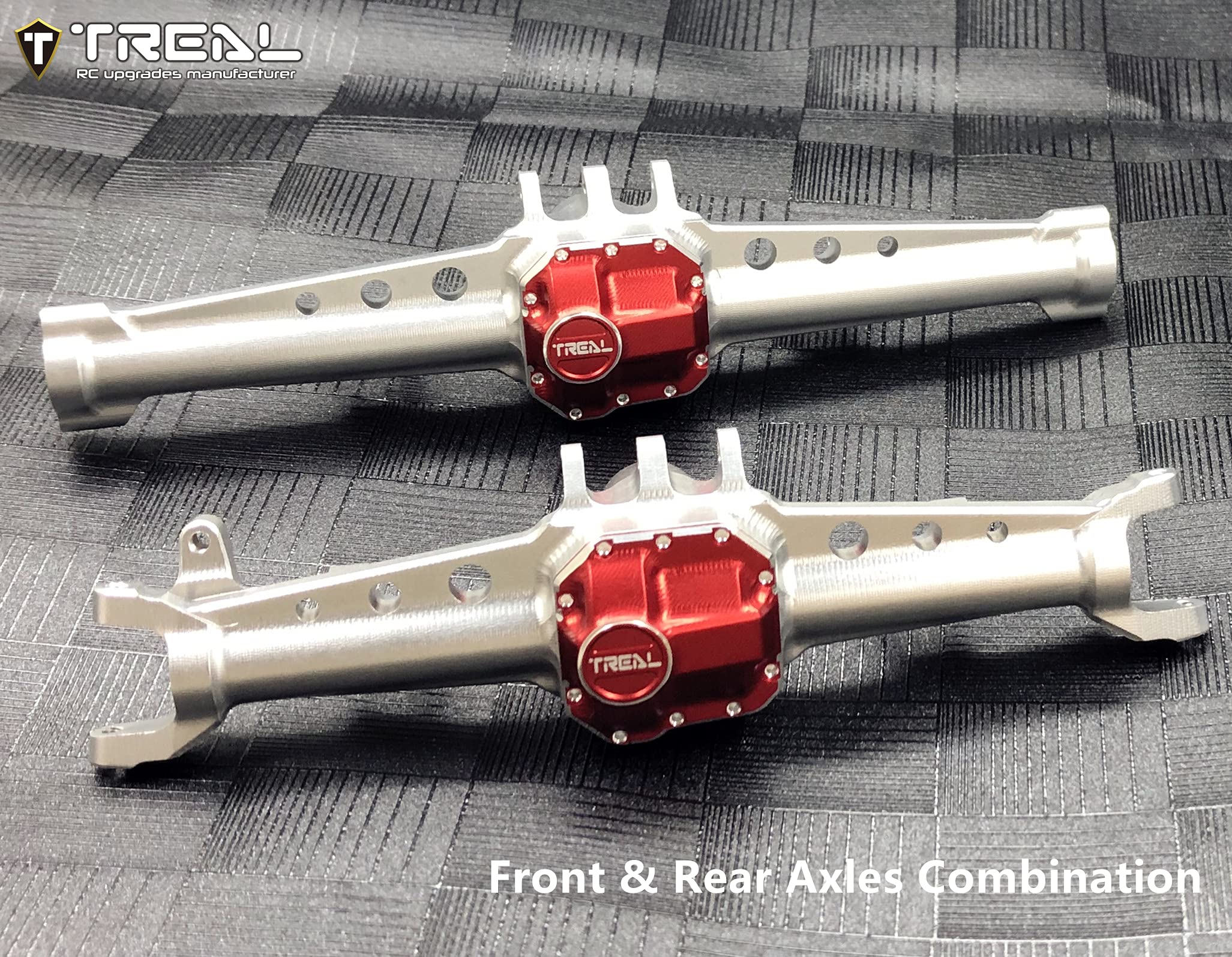 Treal SCX10 II Axles - High-Performance Aluminum 7075 Metal Front Axle for Axial SCX10 2 AR44 | One-Piece CNC Billet Machined | Silver Finish | Perfect for RC Crawler Upgrades & Off-Road Performance