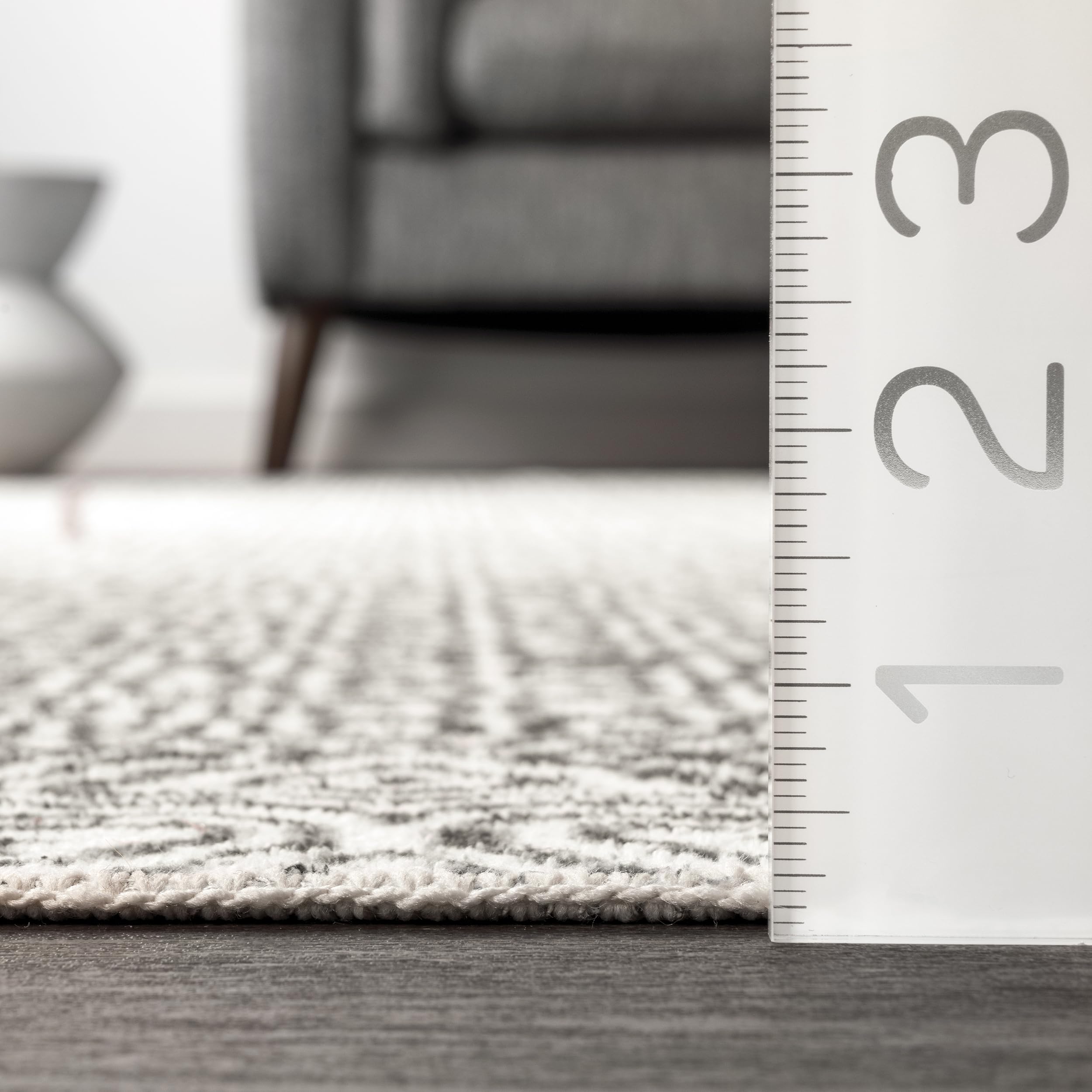 nuLOOM 6' Round Washable Area Rug - Stain Resistant, Non-Slip Backing, Low Profile - Perfect for Living Room, Bedroom & Dining Room - Hart Grey | Soft & Durable Floor Covering for Home Decor