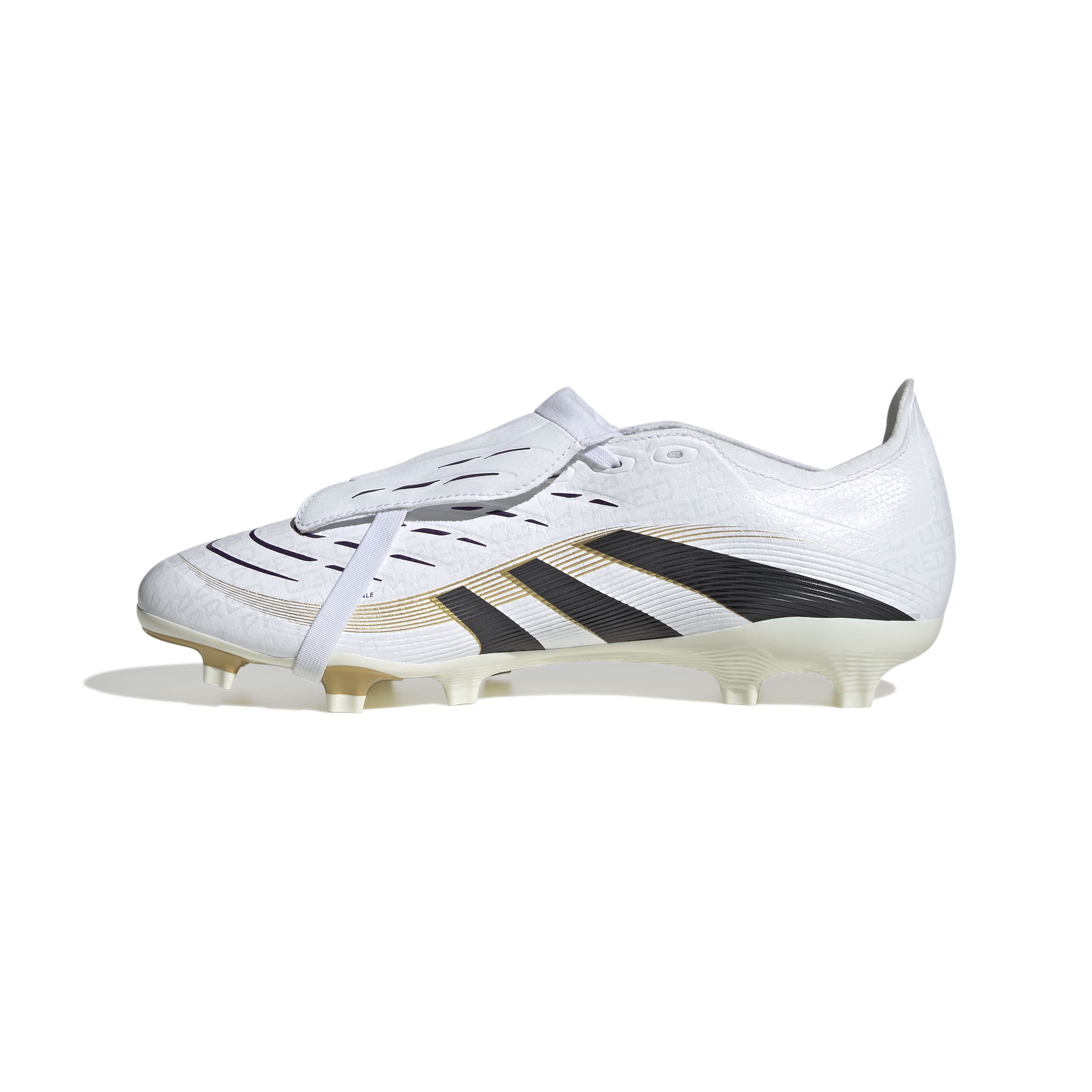 Adidas Predator League FG Soccer Cleats for Men - White/Black/Gold Metallic - Fold Over Tongue Design for Enhanced Fit - Perfect for Competitive Matches & Training Sessions