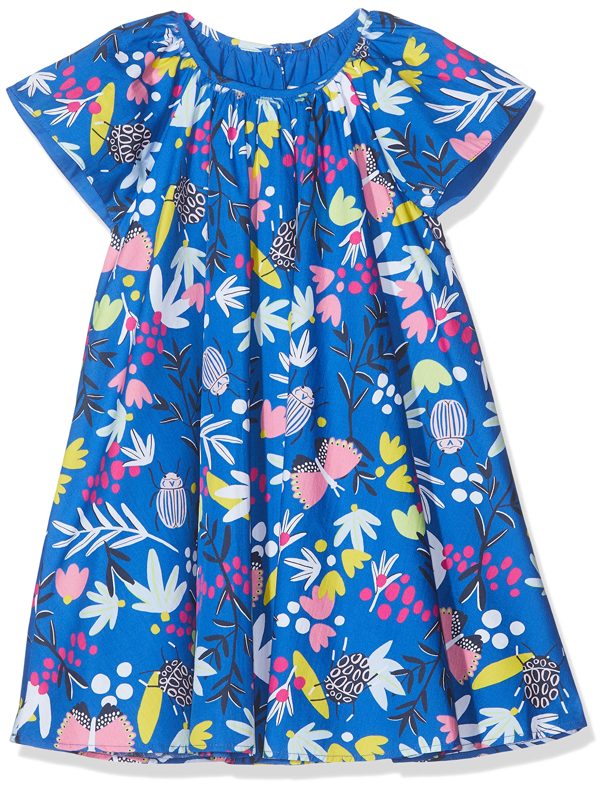 Catimini Baby Girls Intense Blue Poplin Print Dress - Elegant Floral Design for Special Occasions & Photoshoots