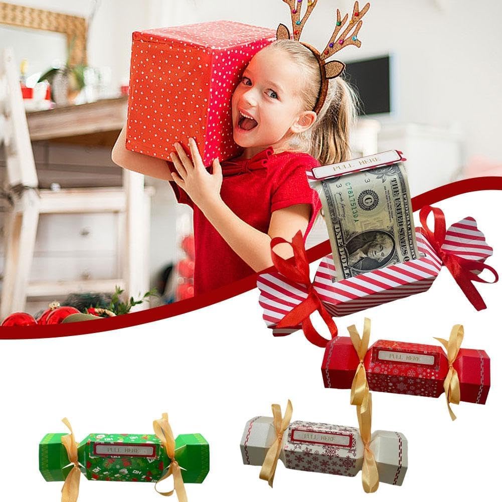 Christmas Money Pull Pouch Gift Box Set (4PCS) - Festive Cash Holder for Holiday Gifts, Stocking Stuffers & Party Favors - Perfect for Christmas Celebrations, Office Exchanges & Family Gatherings