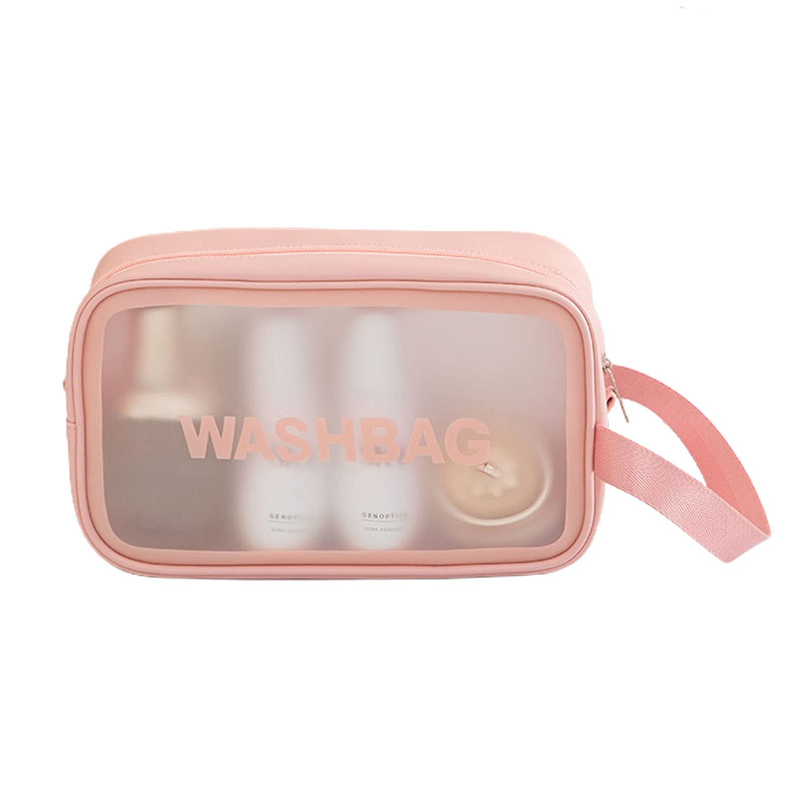 Waterproof PVC Travel Toiletry Bag for Women - Large Capacity Makeup Cosmetic Organizer with Stain Resistant Sakura Pink Design - Perfect for Bottles, Toiletries, Bathroom Essentials & Travel Accessories - Ideal for Vacation, Gym, Camping & Daily Use