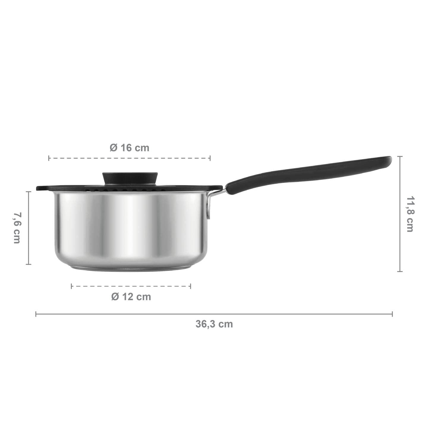 Fiskars 1.5L Stainless Steel Saucepan with Lid - Silver - Perfect for Cooking Soups, Sauces & Pasta | Durable Kitchen Cookware for Home Chefs