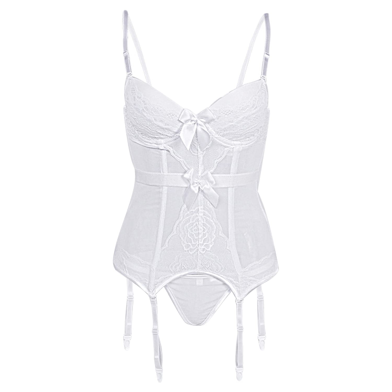 Sexy Sheer Lingerie Set for Women - Strappy Suspender Corset Bodysuit with Garter Belt & Bustier | Stretchy Mini Babydoll for Romantic Nights & Boudoir Photography