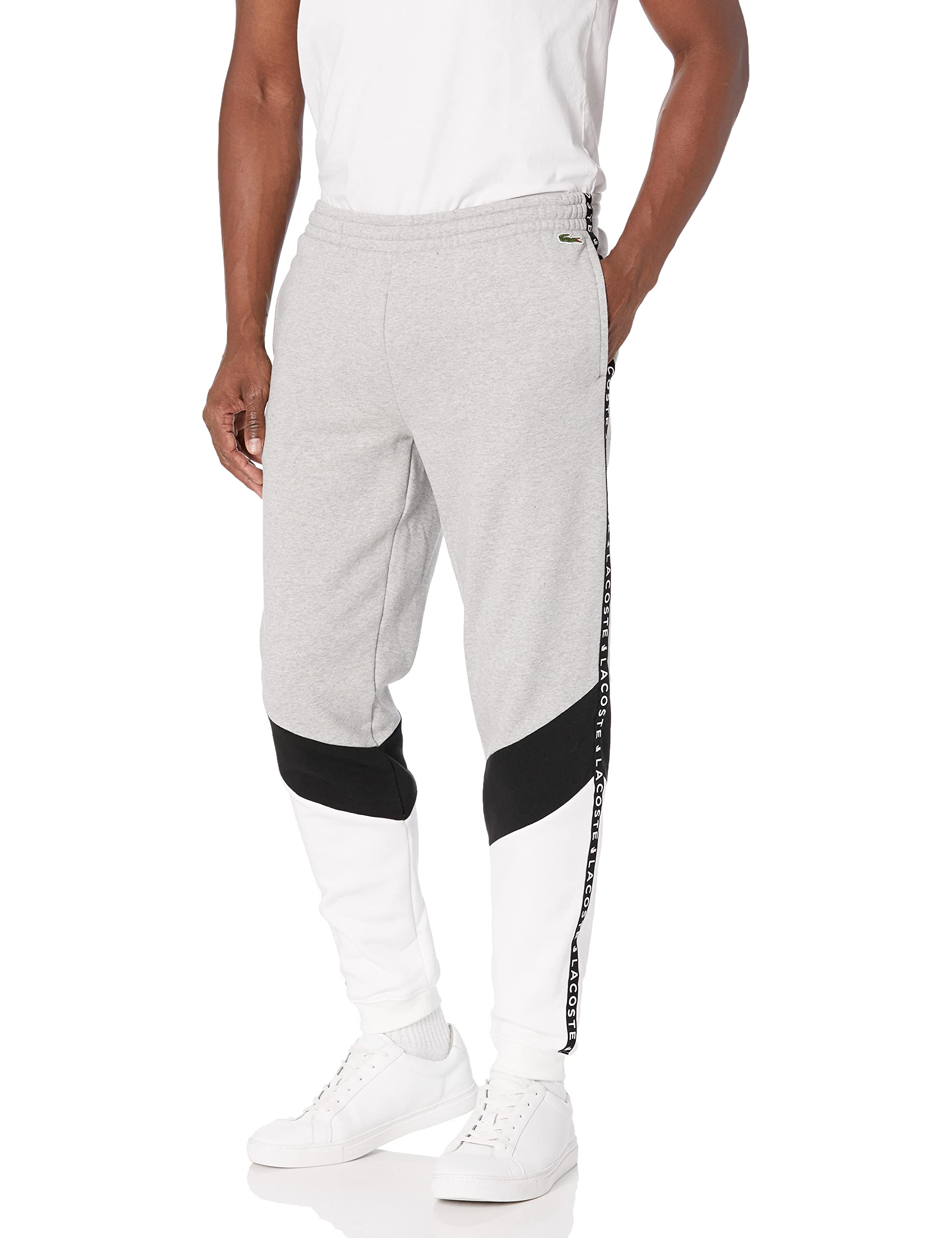 Lacoste Men's Jogger Sweatpants with Leg Taping - Comfortable Casual Pants for Running, Gym & Lounge Wear