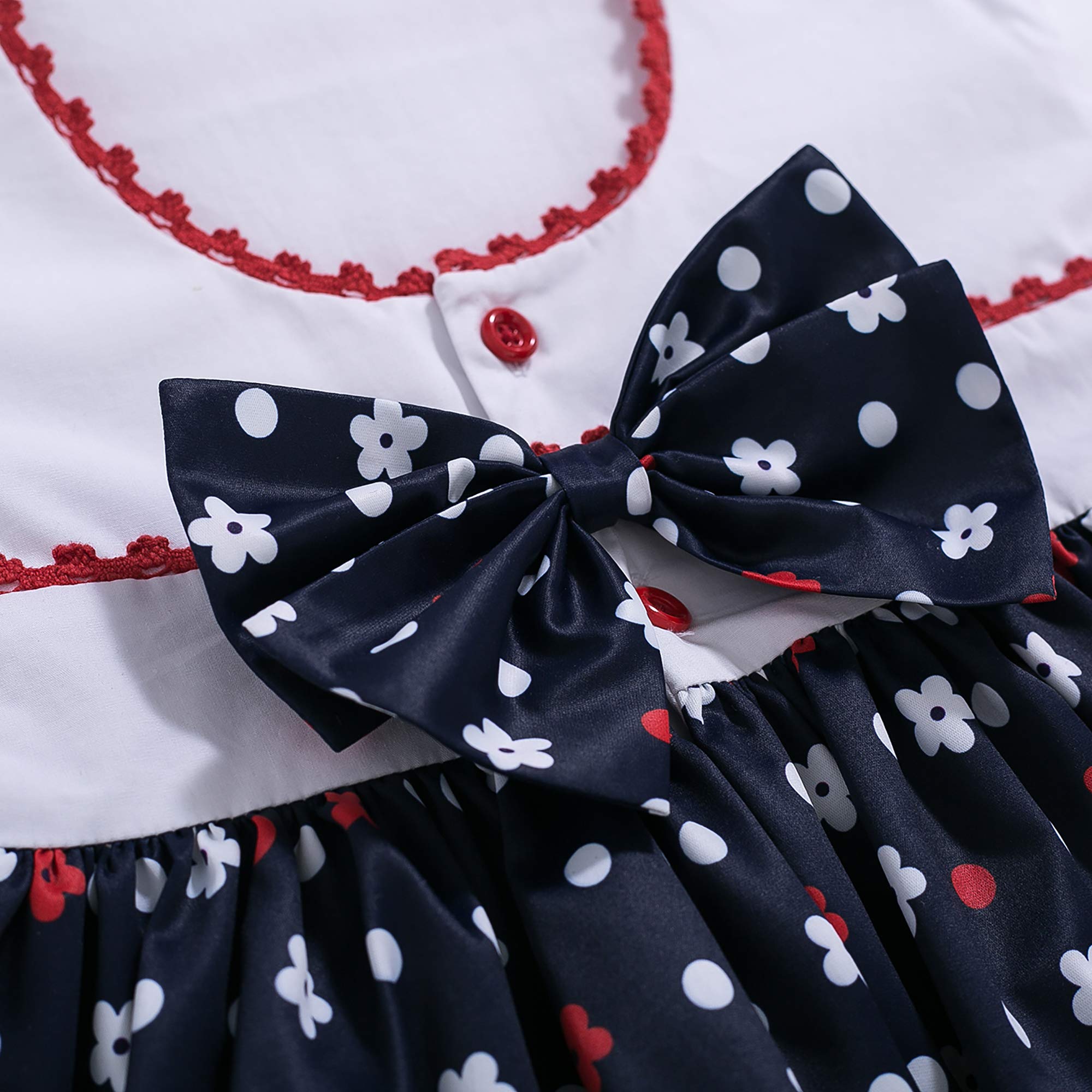 Pettigirl Girls Summer & Spring Outfit Set - White & Navy Blue Floral Dress with Headband for Kids & Teens | Perfect for Parties, School & Casual Wear
