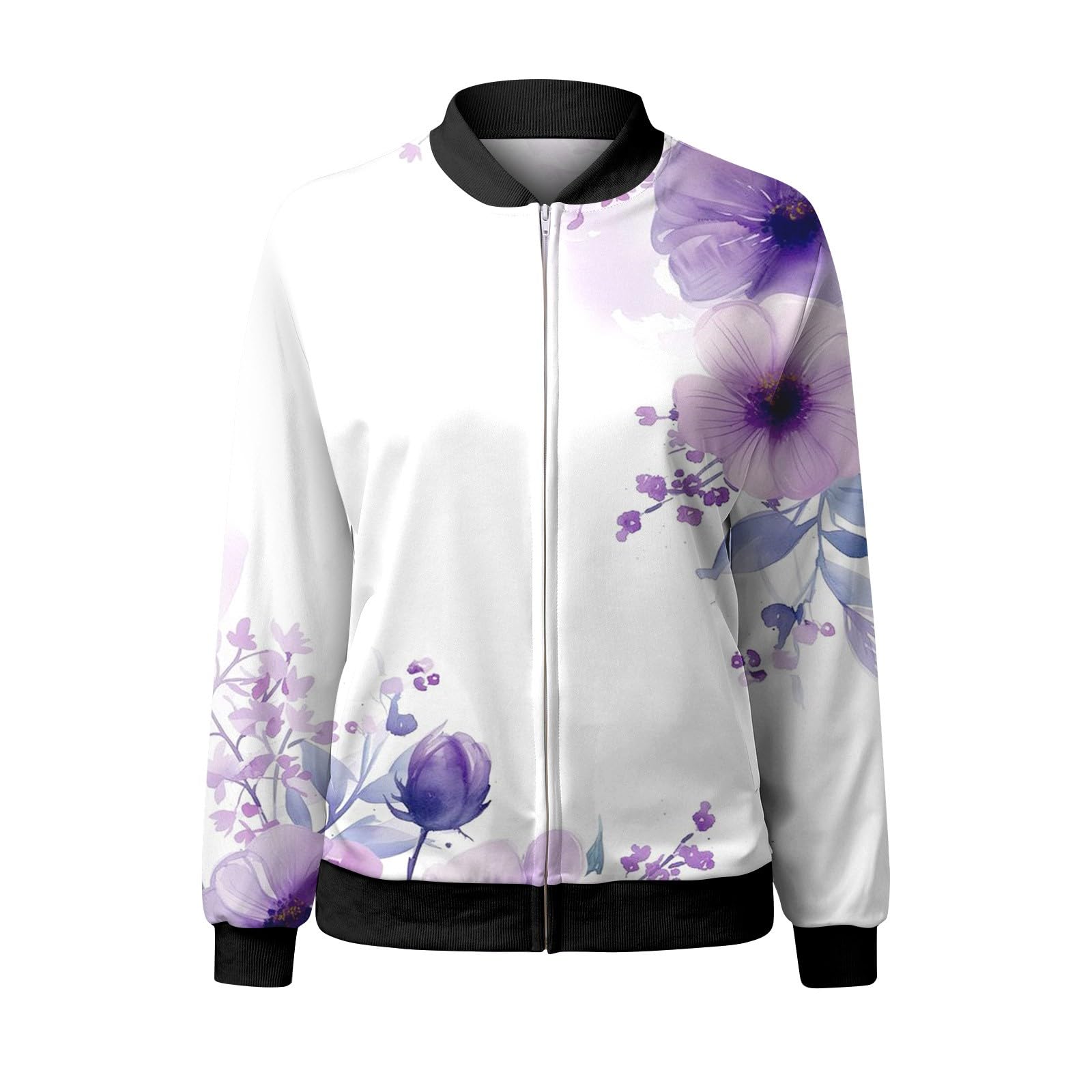 Women's Lightweight Bomber Jacket - Stylish Autumn Baseball Blouse with Pockets | Water-Resistant Raincoat for Casual Outings, Travel & Outdoor Activities